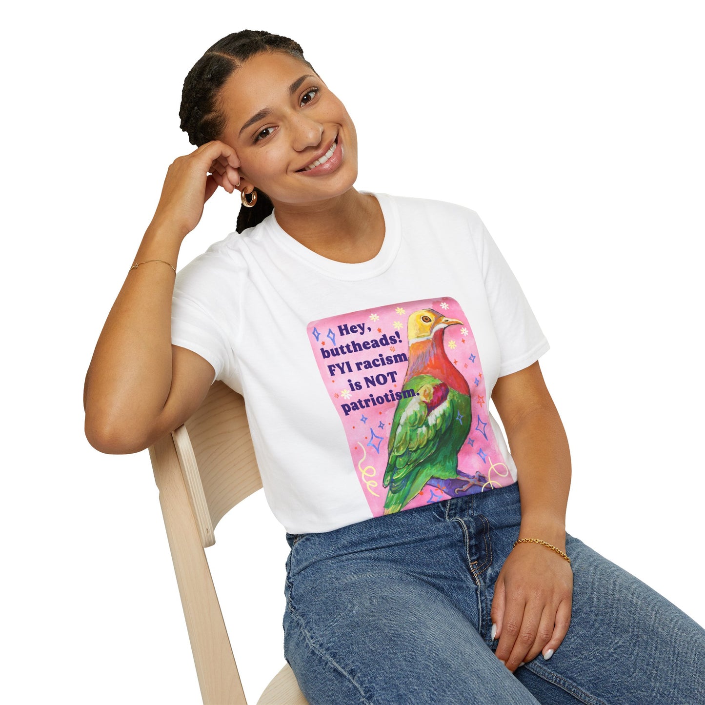 Hey, buttheads! FYI racism is NOT patriotism: feminist shirt
