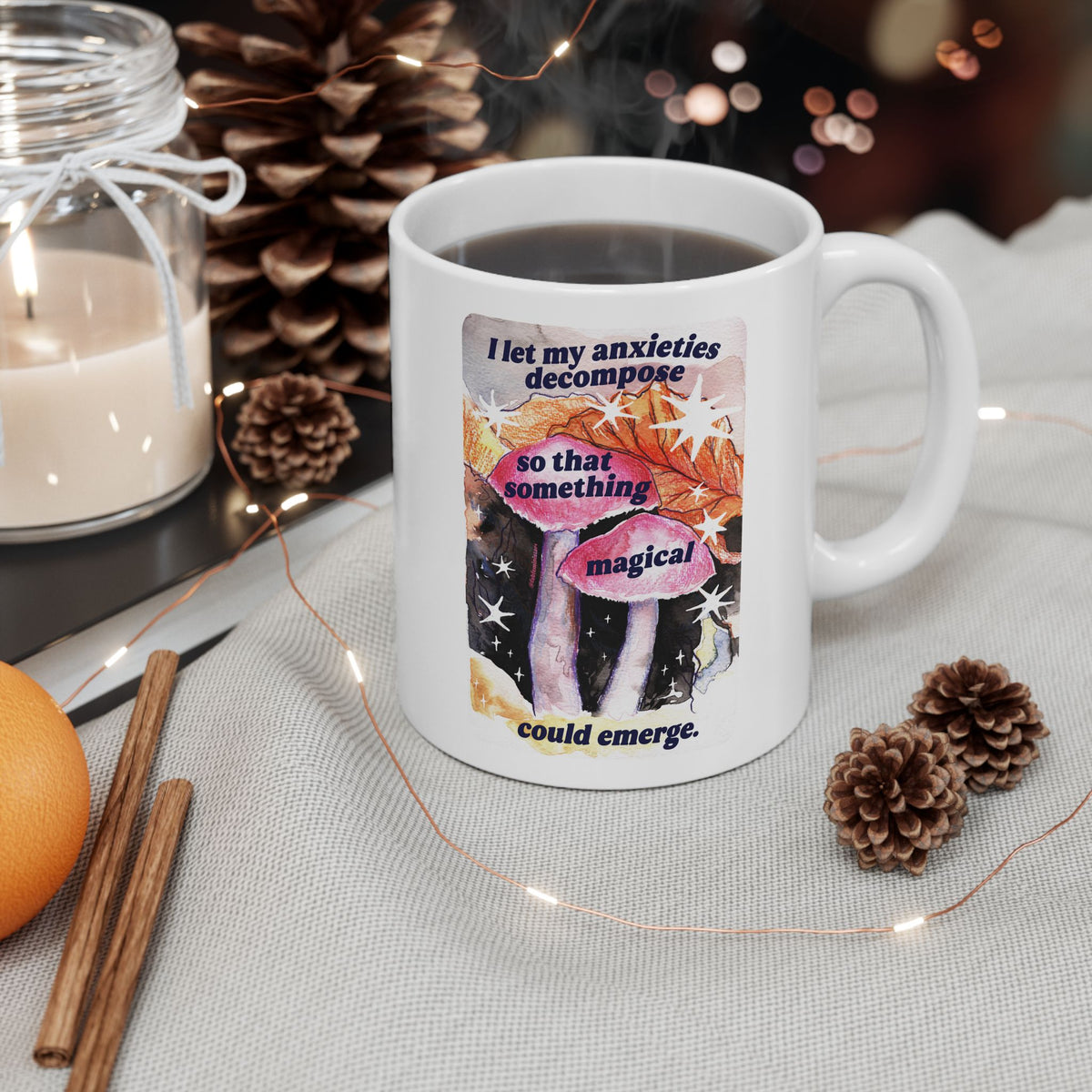 Inspirational Collage Ceramic Mug — Floral & Positive Quote Coffee Cup (11oz/15oz)