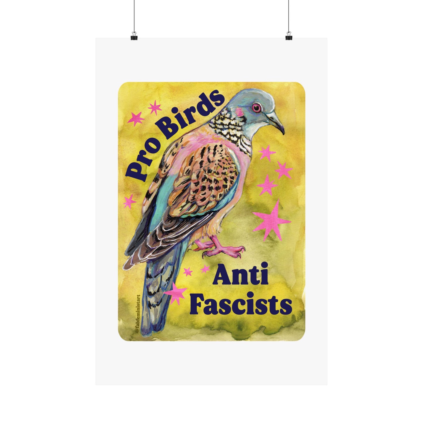 Pro Birds Anti Fascists: feminist art print