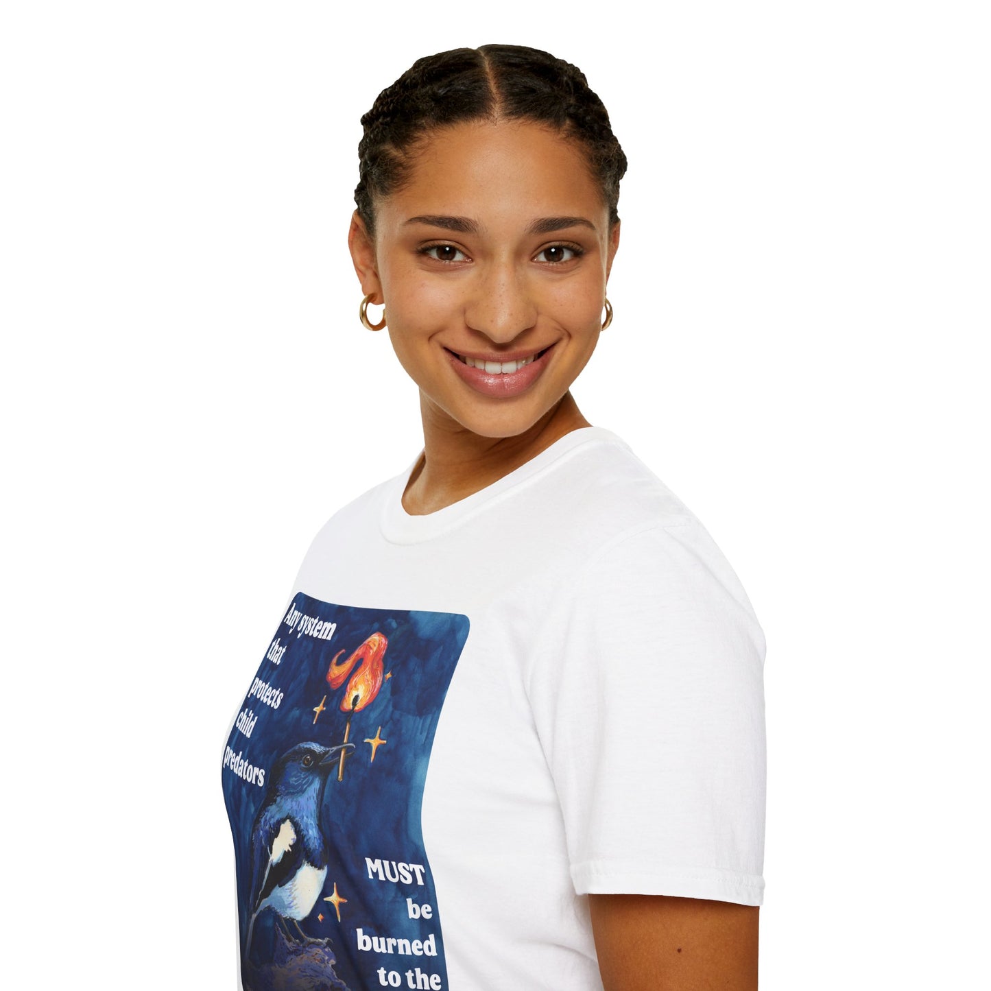 Any system that protects child predators must be burned to the ground: feminist shirt