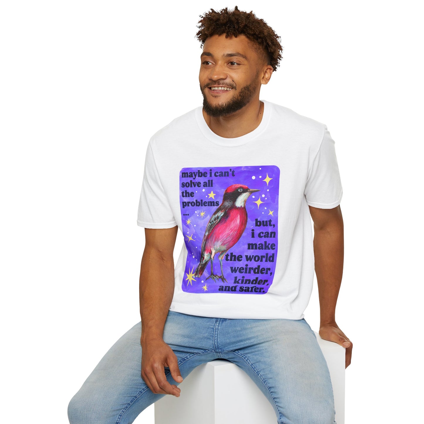 Maybe I Can't Solve All The Problems but I can make the world weirder kinder and safer: feminist shirt