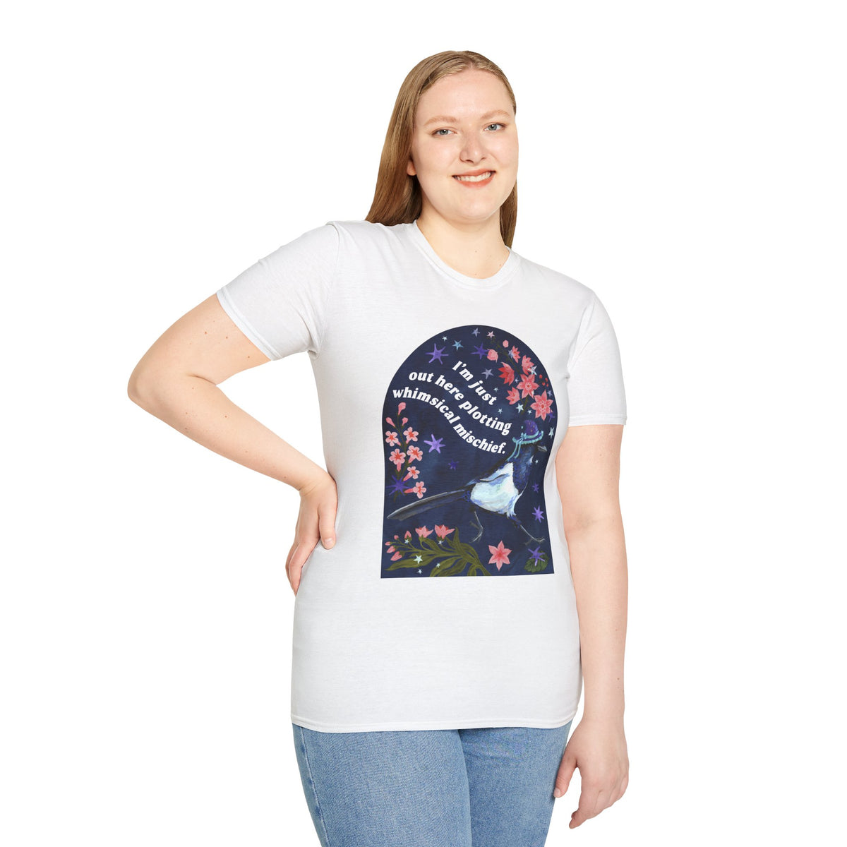 I'm just out here plotting whimsical mischief: magpie tshirt