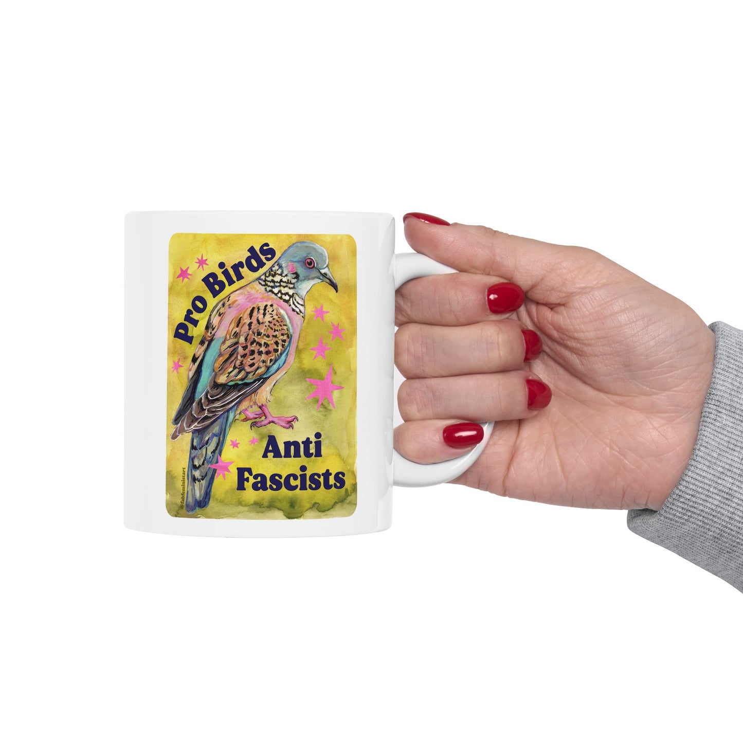 Pro Birds Anti Fascists: Feminist Mug