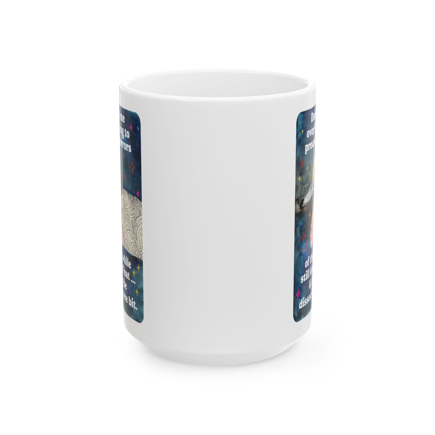 Don't mind me over here trying to process the horrors of the world while still keeping afloat: feminist mug