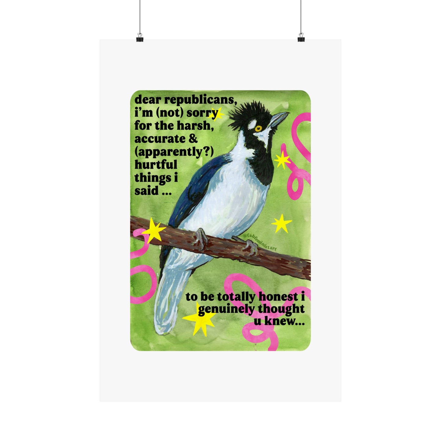 Dear Republicans I'm (Not) Sorry: feminist art print