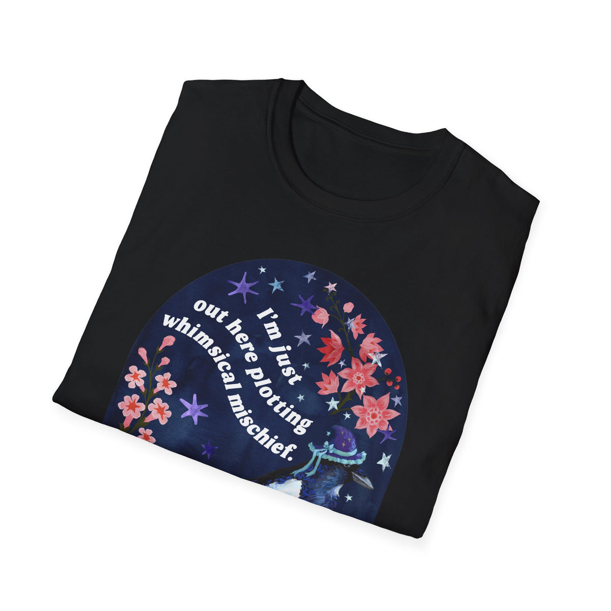 I'm just out here plotting whimsical mischief: magpie tshirt