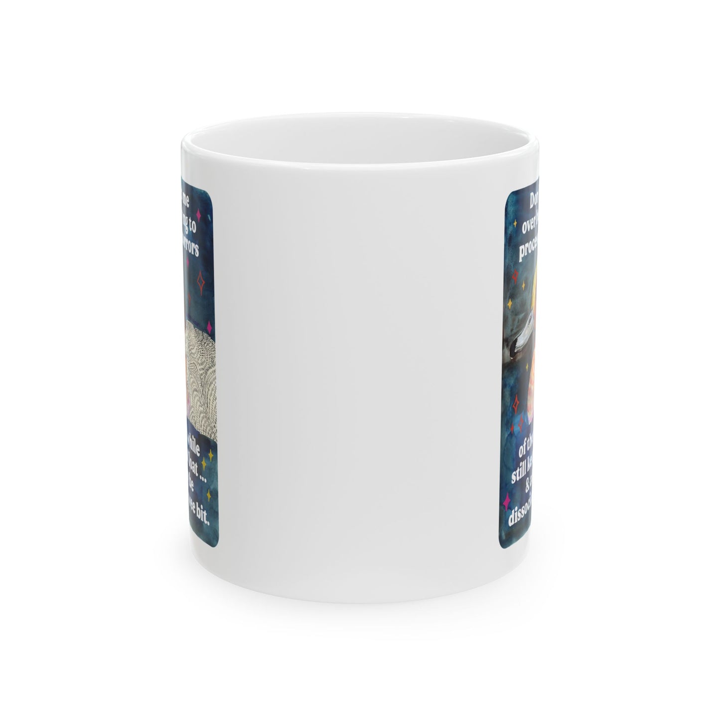 Don't mind me over here trying to process the horrors of the world while still keeping afloat: feminist mug