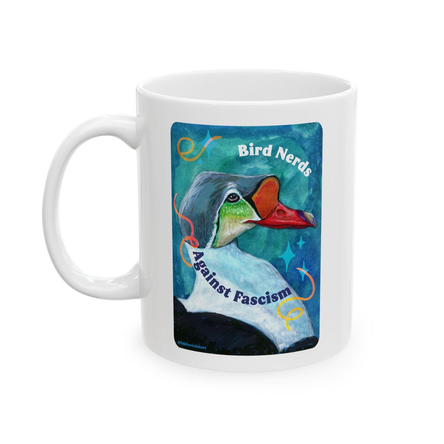 Bird Nerds Against Fascism: Feminist Mug