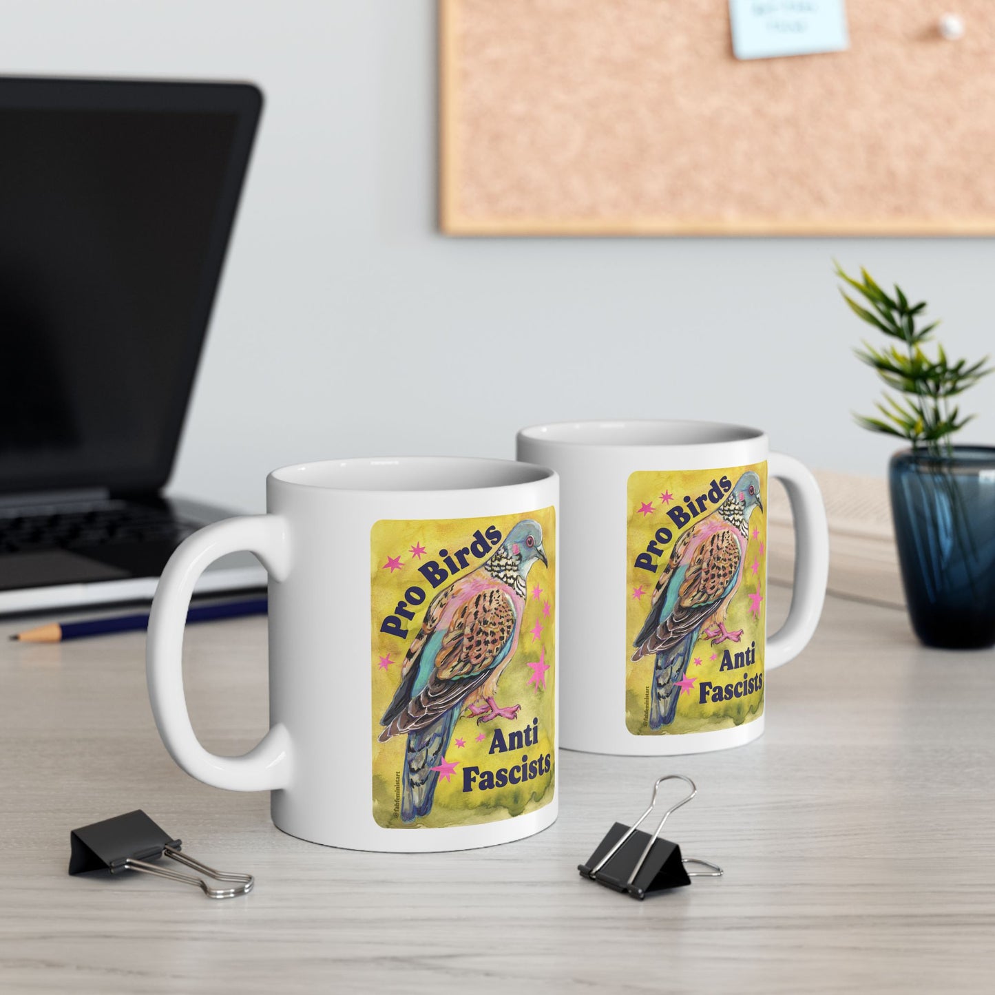 Pro Birds Anti Fascists: Feminist Mug