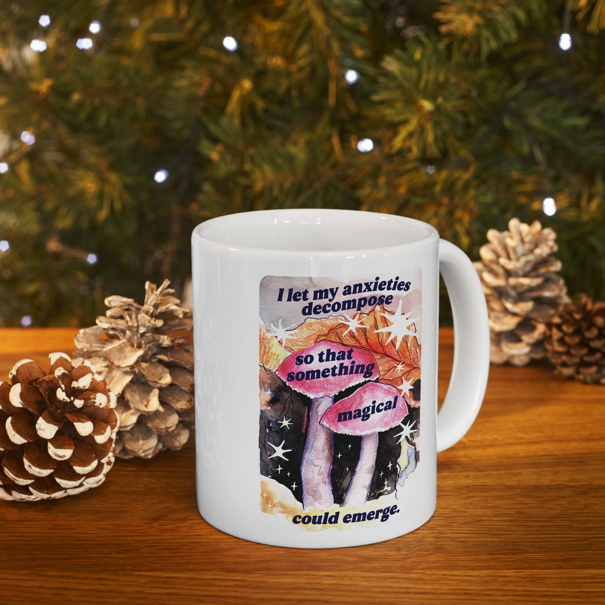 Inspirational Collage Ceramic Mug — Floral & Positive Quote Coffee Cup (11oz/15oz)