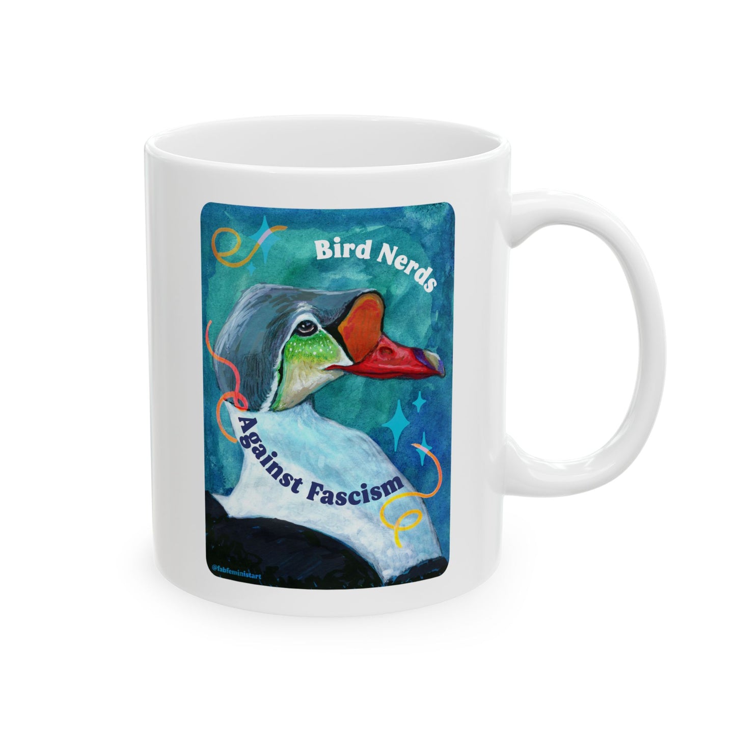 Bird Nerds Against Fascism: Feminist Mug