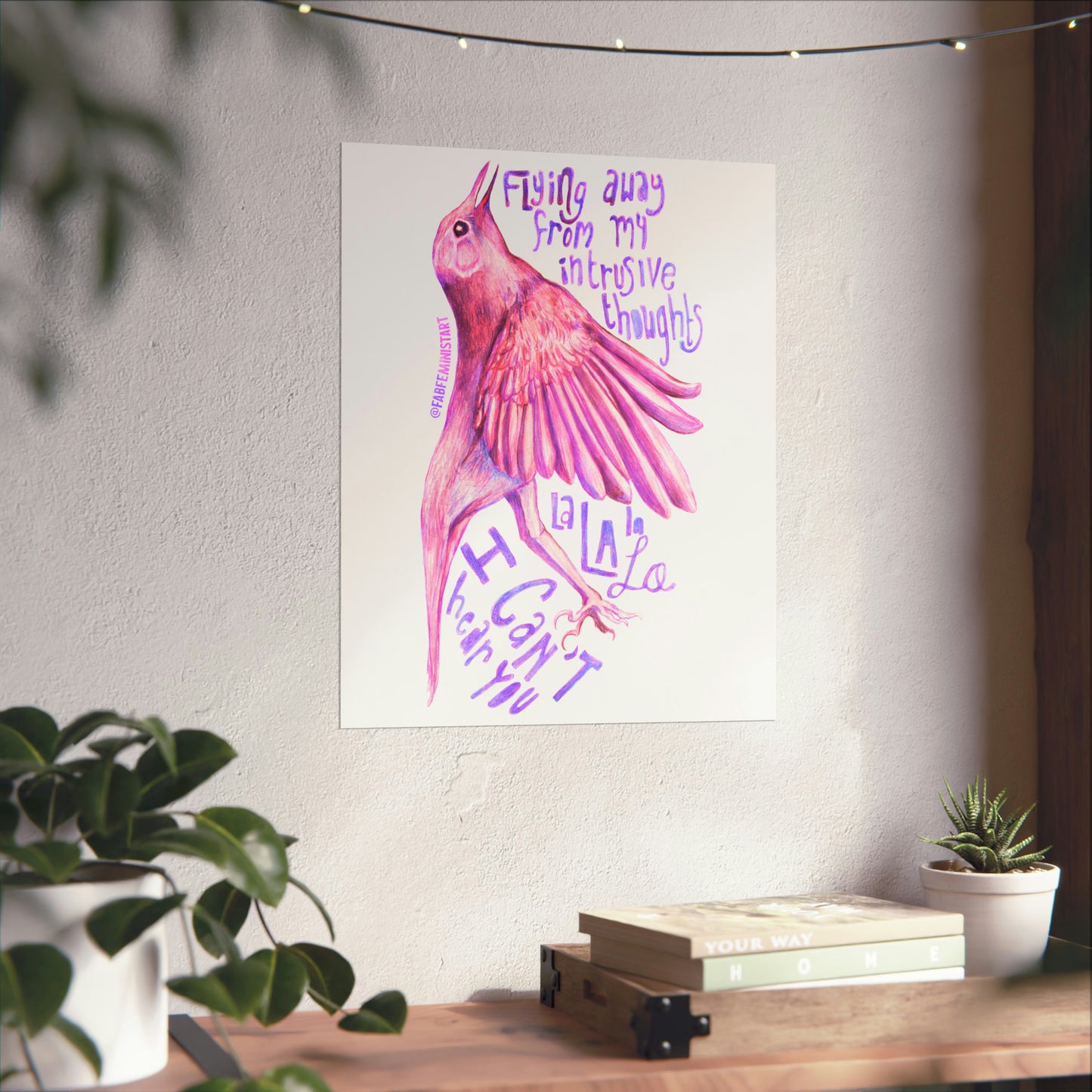 Flying Away From My Intrusive Thoughts: Mental Health Print