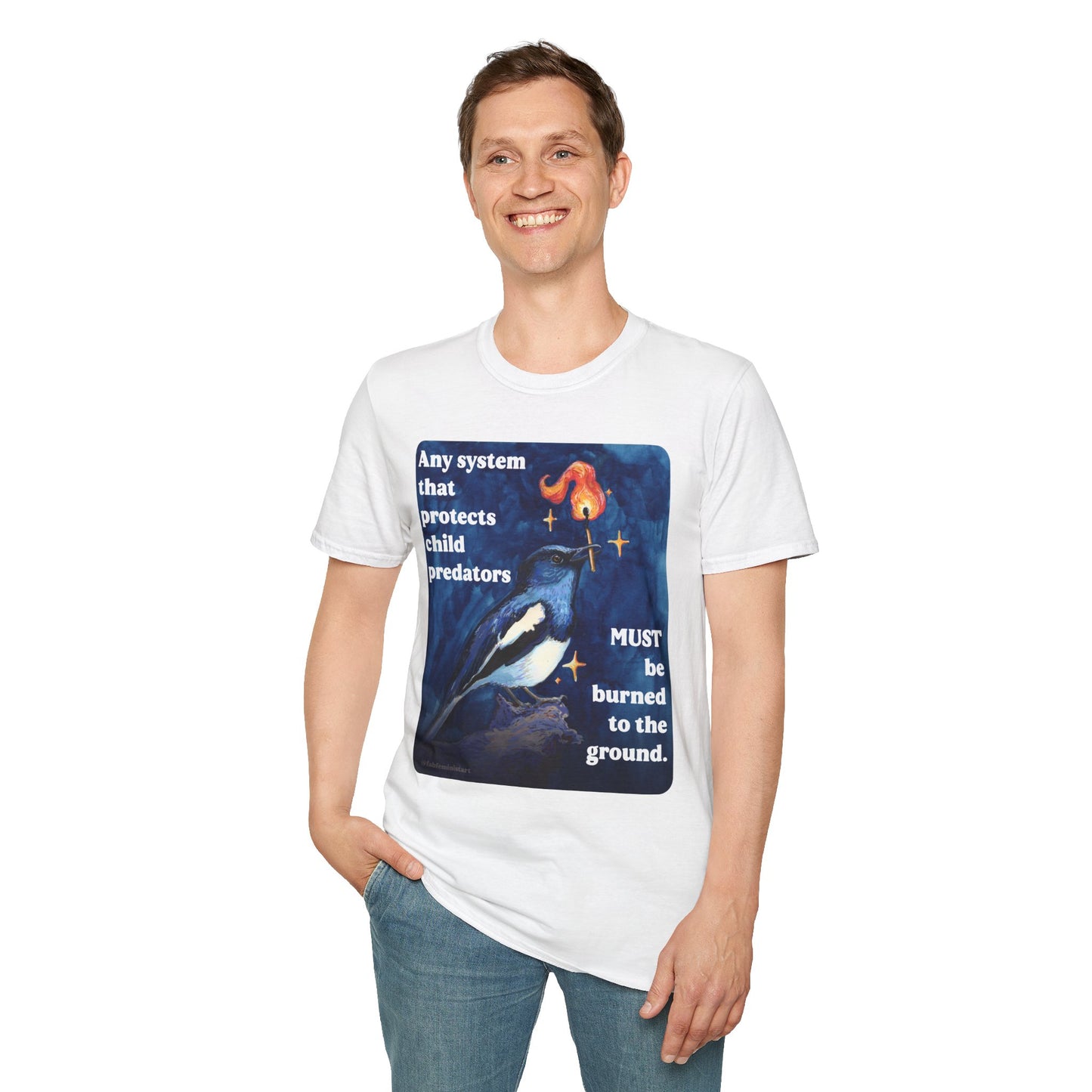 Any system that protects child predators must be burned to the ground: feminist shirt