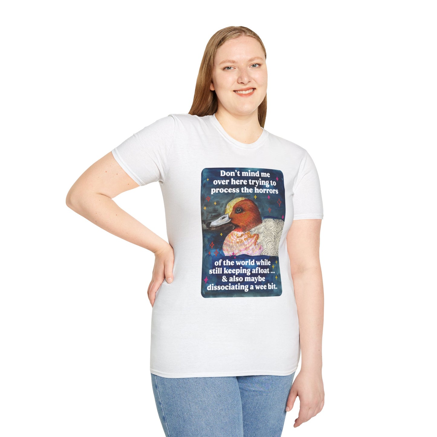 Don't mind me over here trying to process the horrors of the world while still keeping afloat: feminist shirt