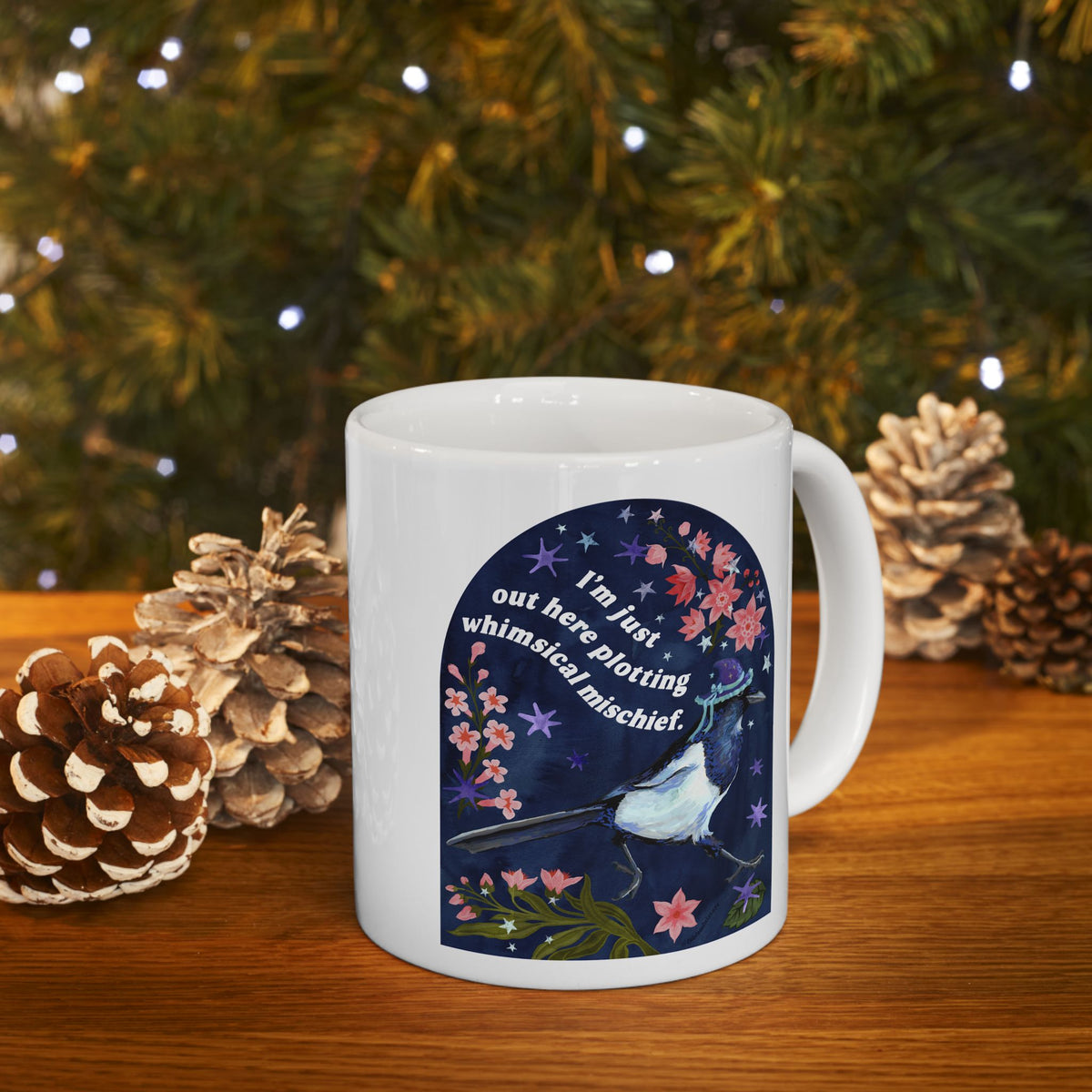 I'm just out here plotting whimsical mischief: magpie mug