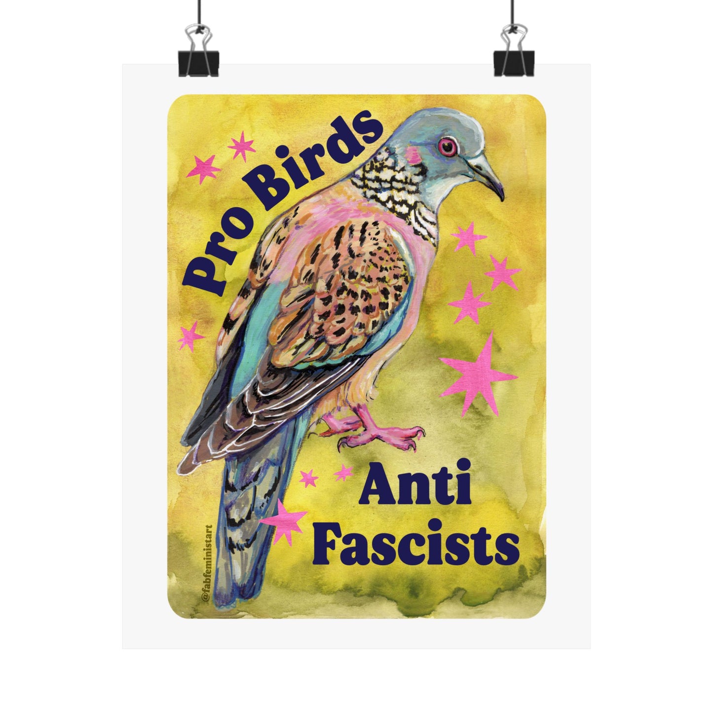 Pro Birds Anti Fascists: feminist art print