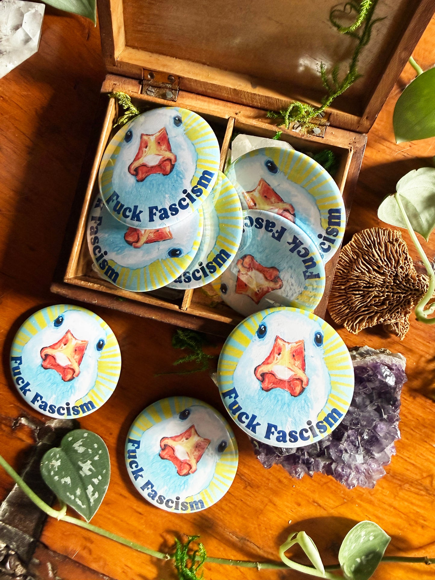 F*ck Fascism: Feminist pinback button