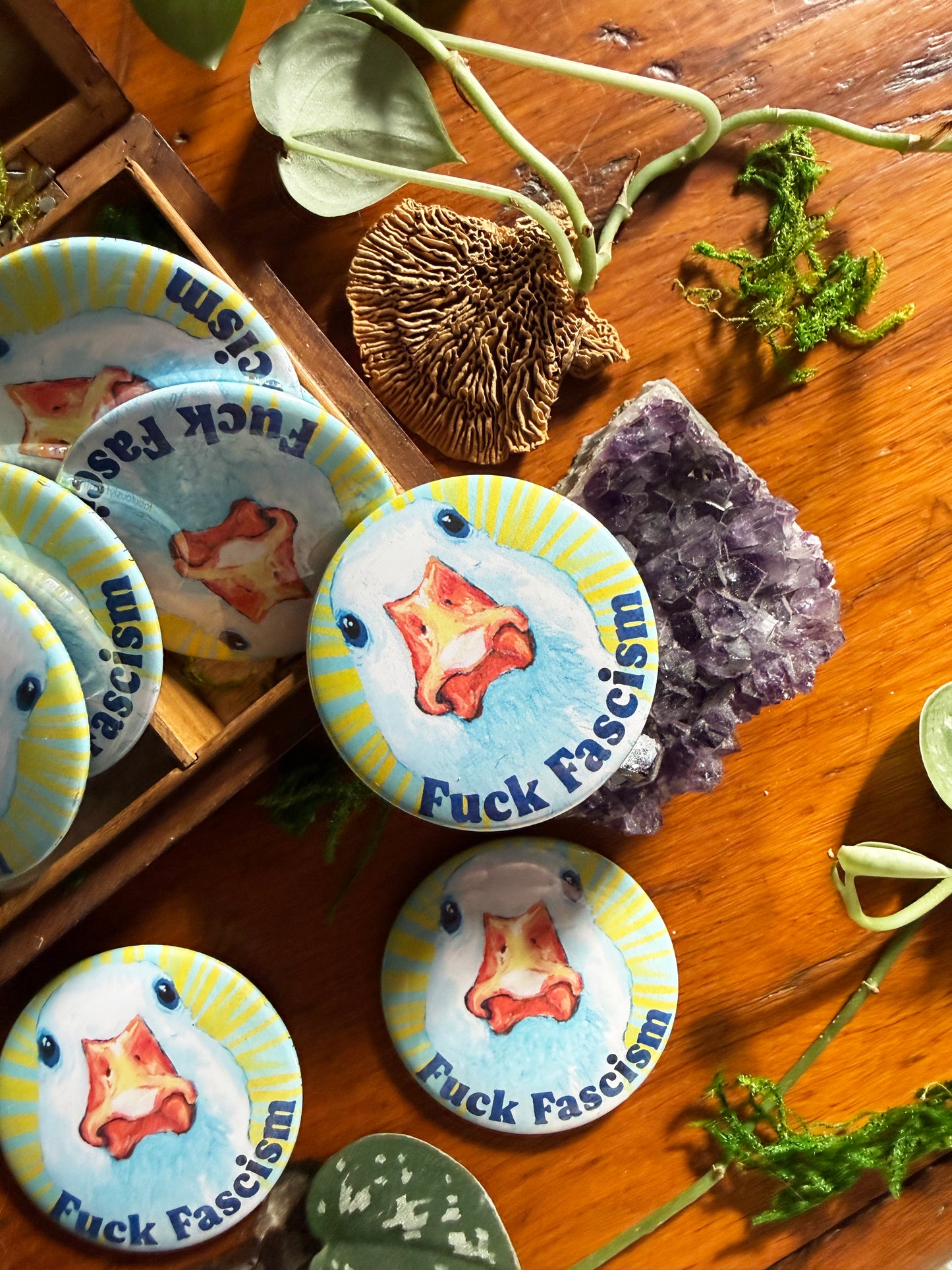 F*ck Fascism: Feminist pinback button