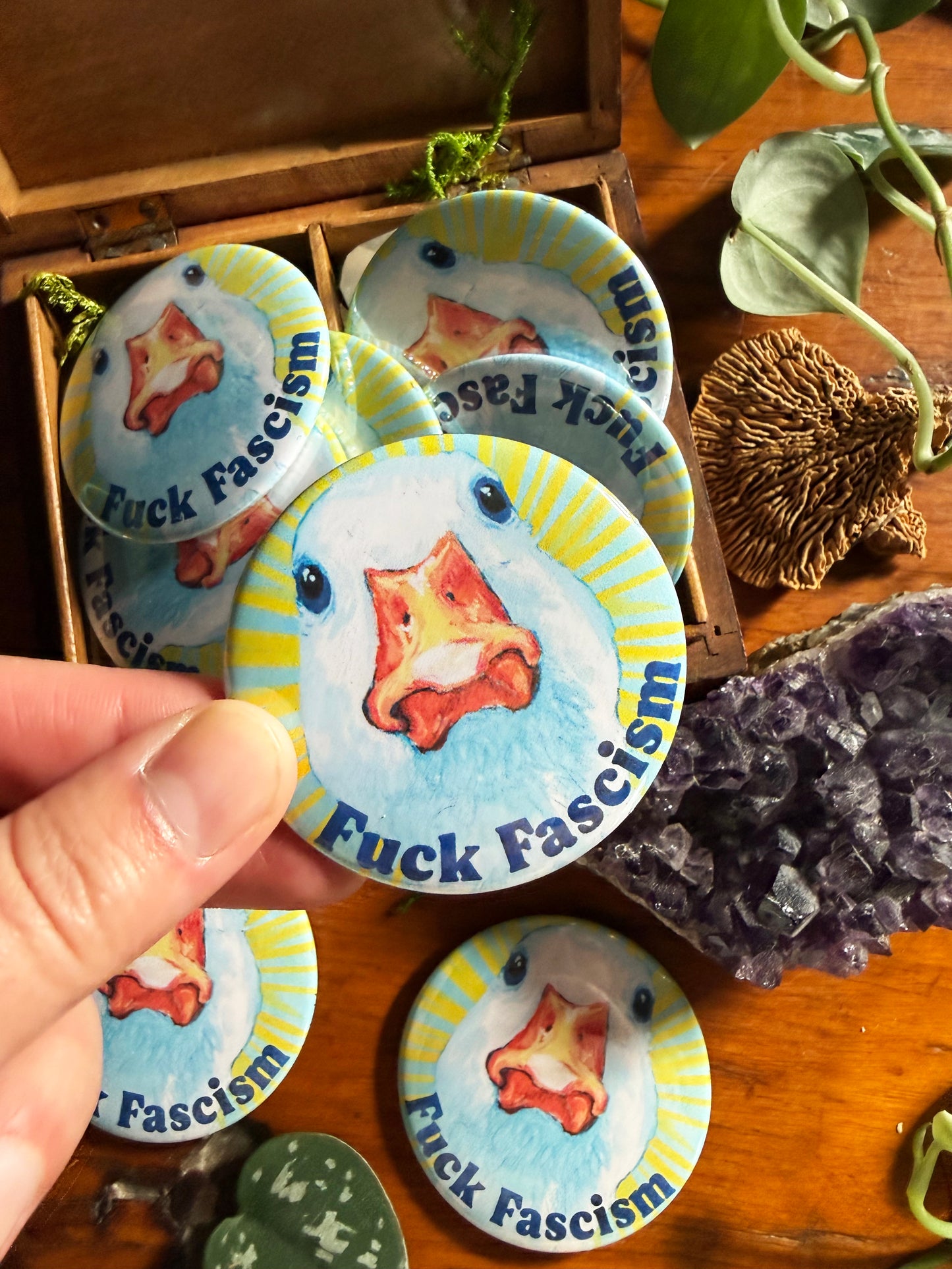 F*ck Fascism: Feminist pinback button