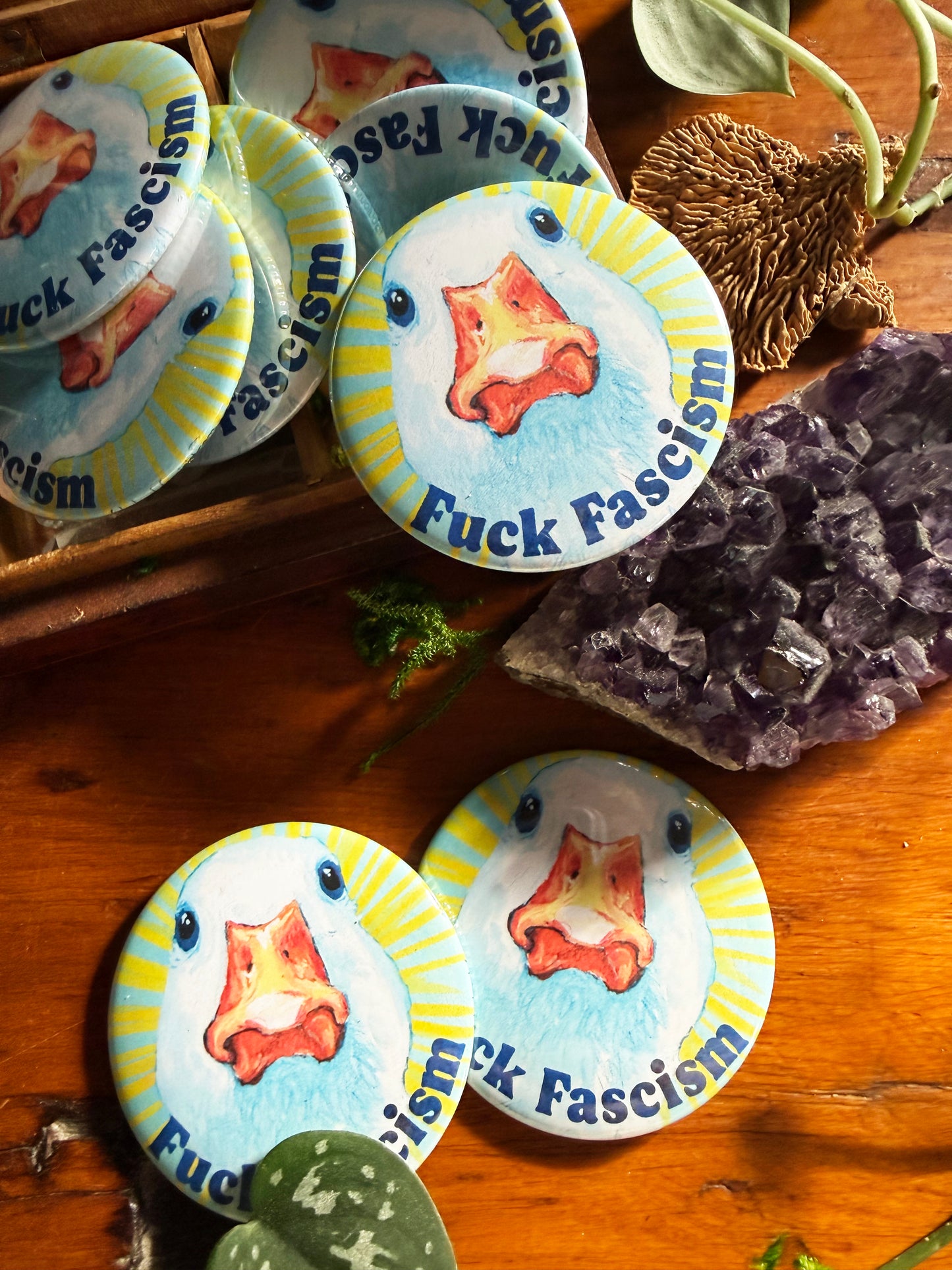 F*ck Fascism: Feminist pinback button