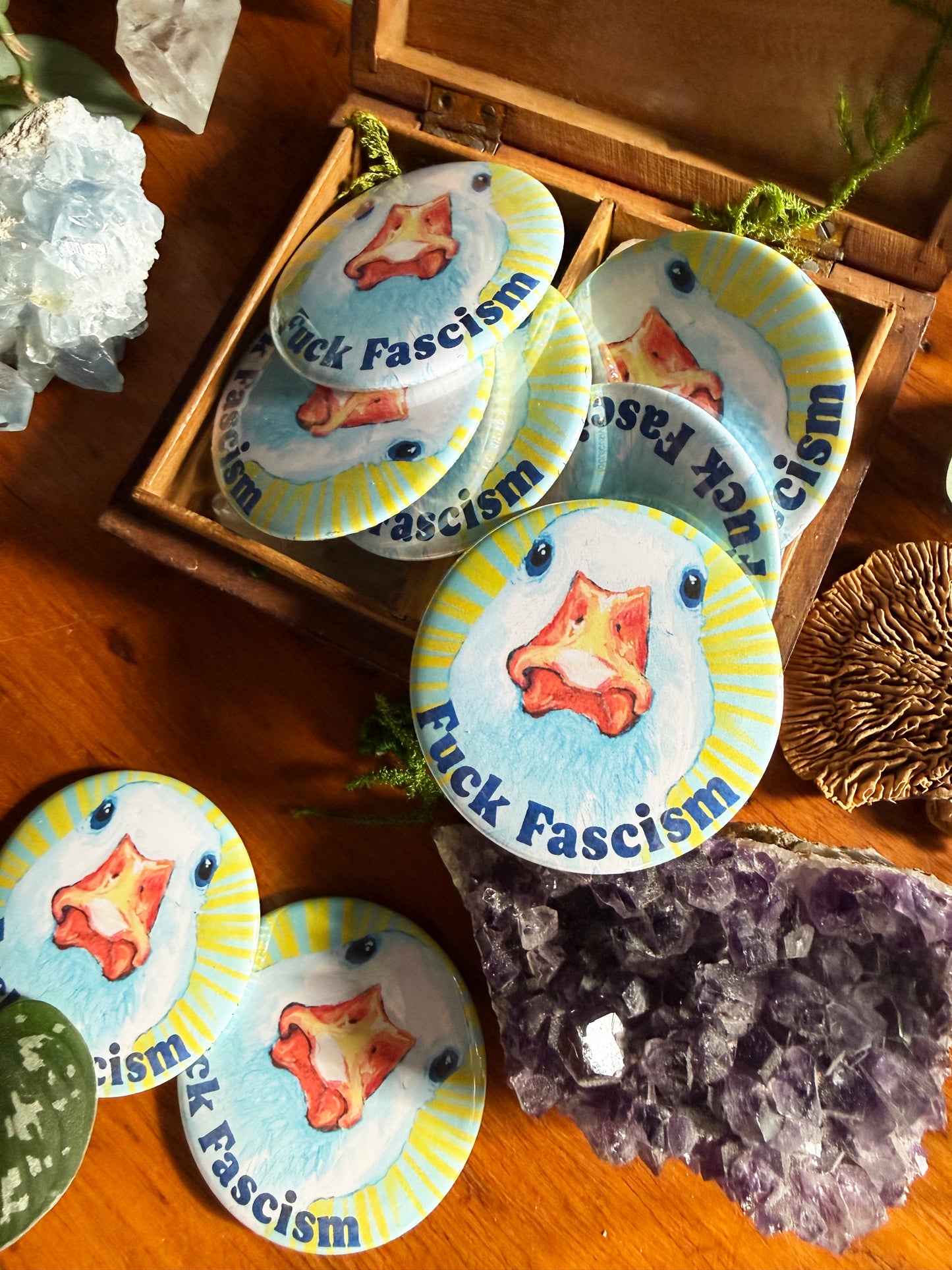F*ck Fascism: Feminist pinback button