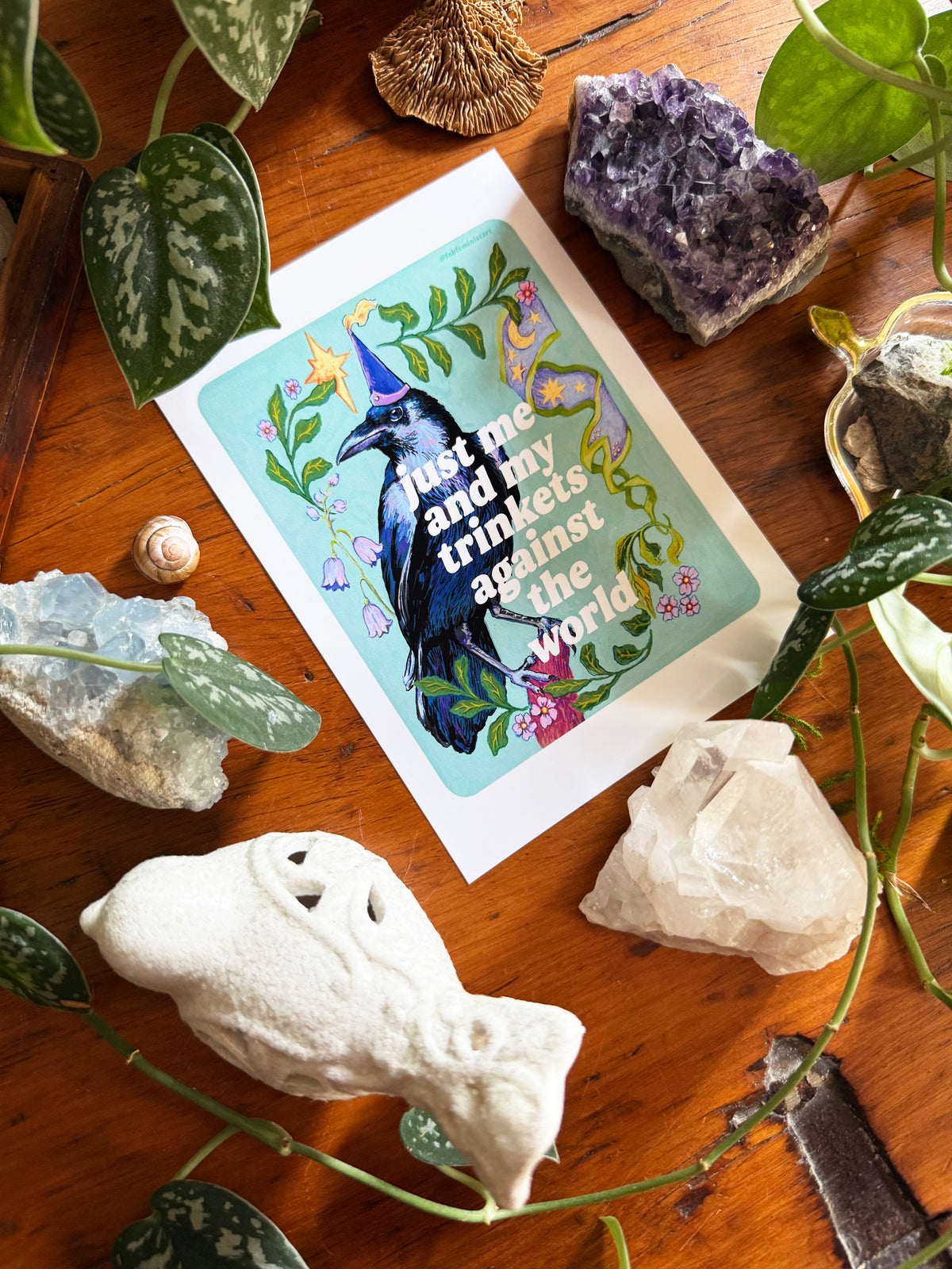just me and my trinkets against the world: feminist art print