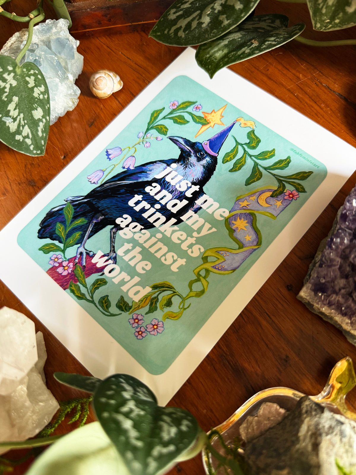 just me and my trinkets against the world: feminist art print