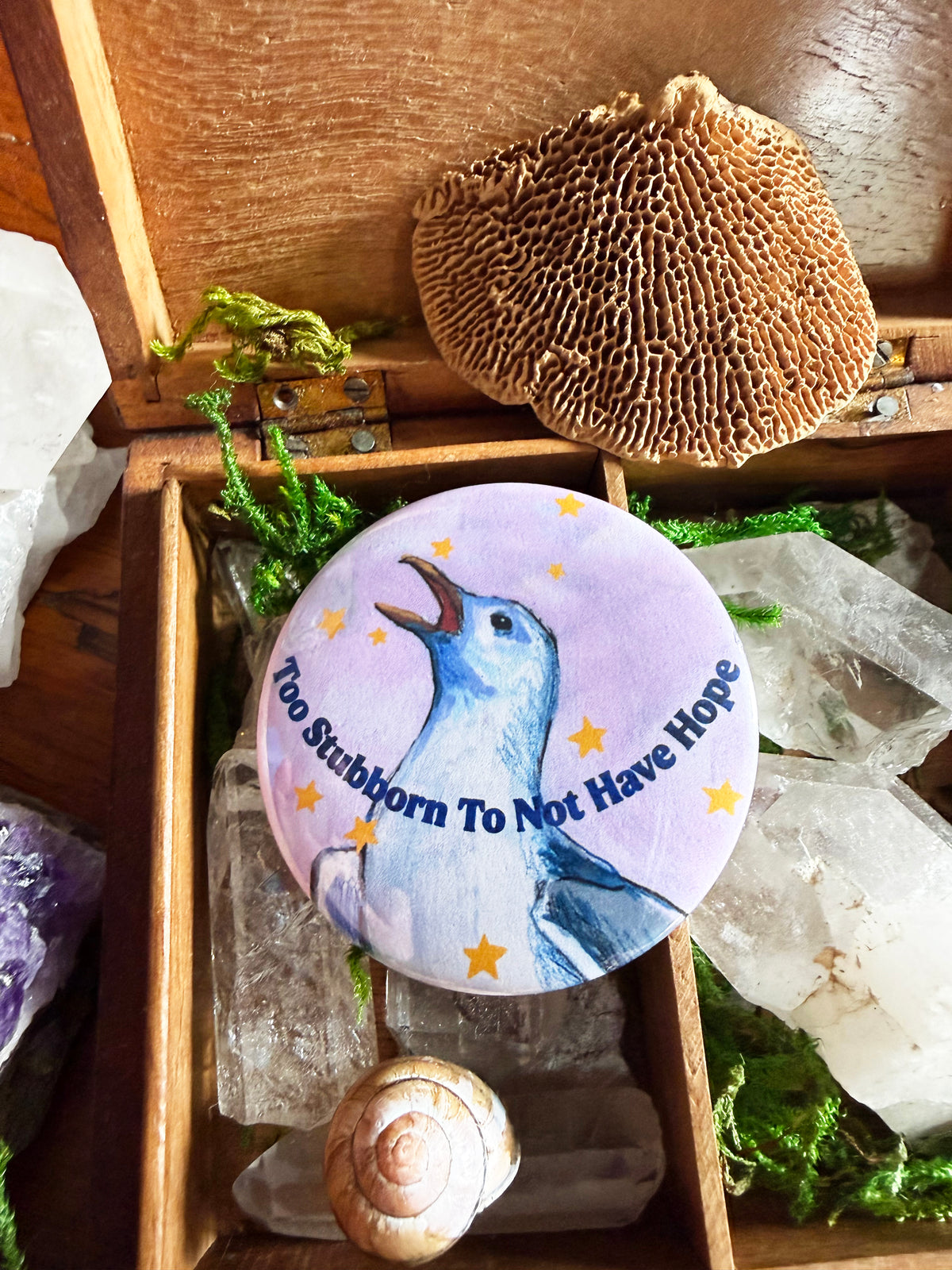 Too stubborn to not have hope: Feminist Pinback Button