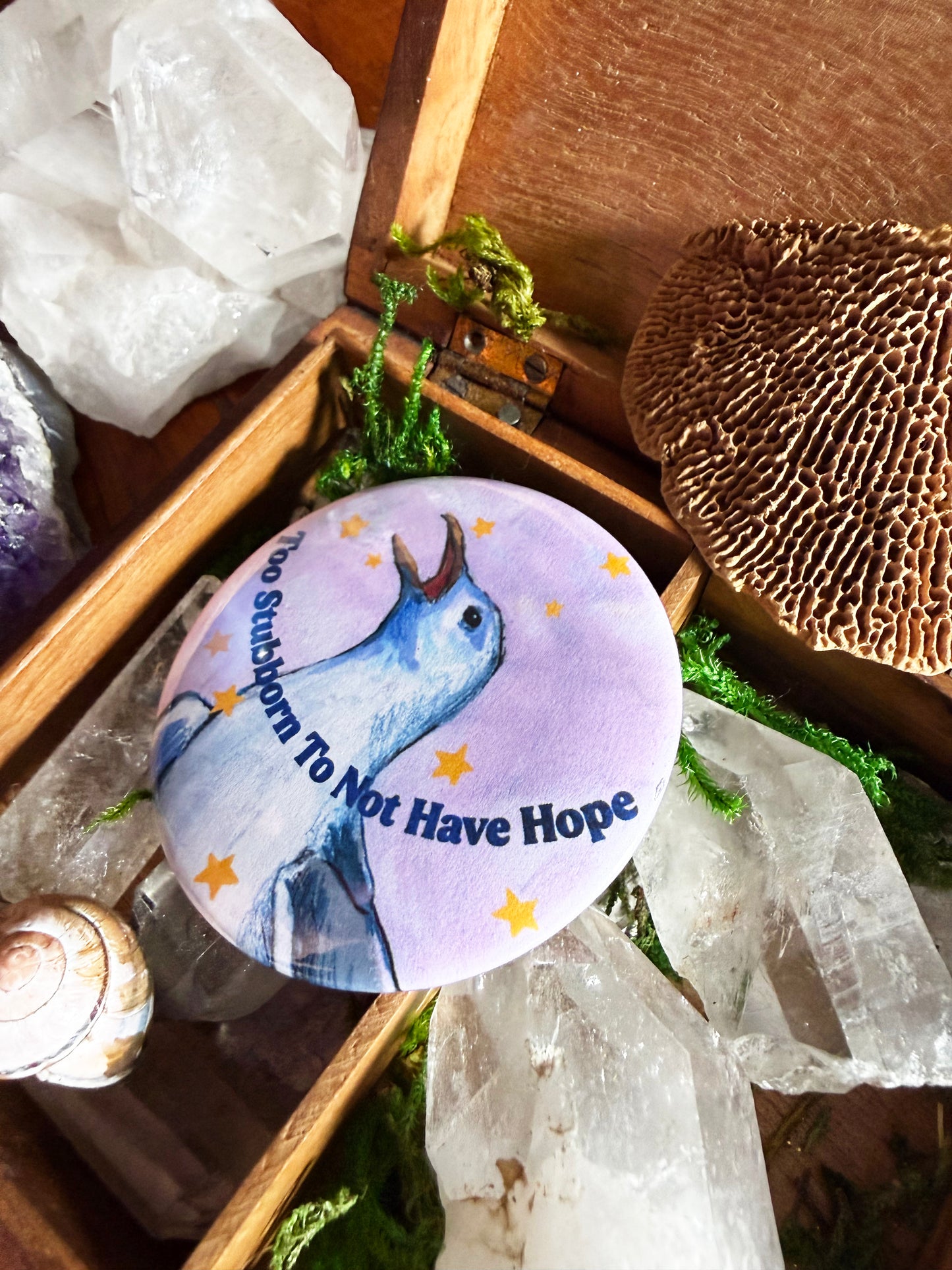 Too stubborn to not have hope: Feminist Pinback Button