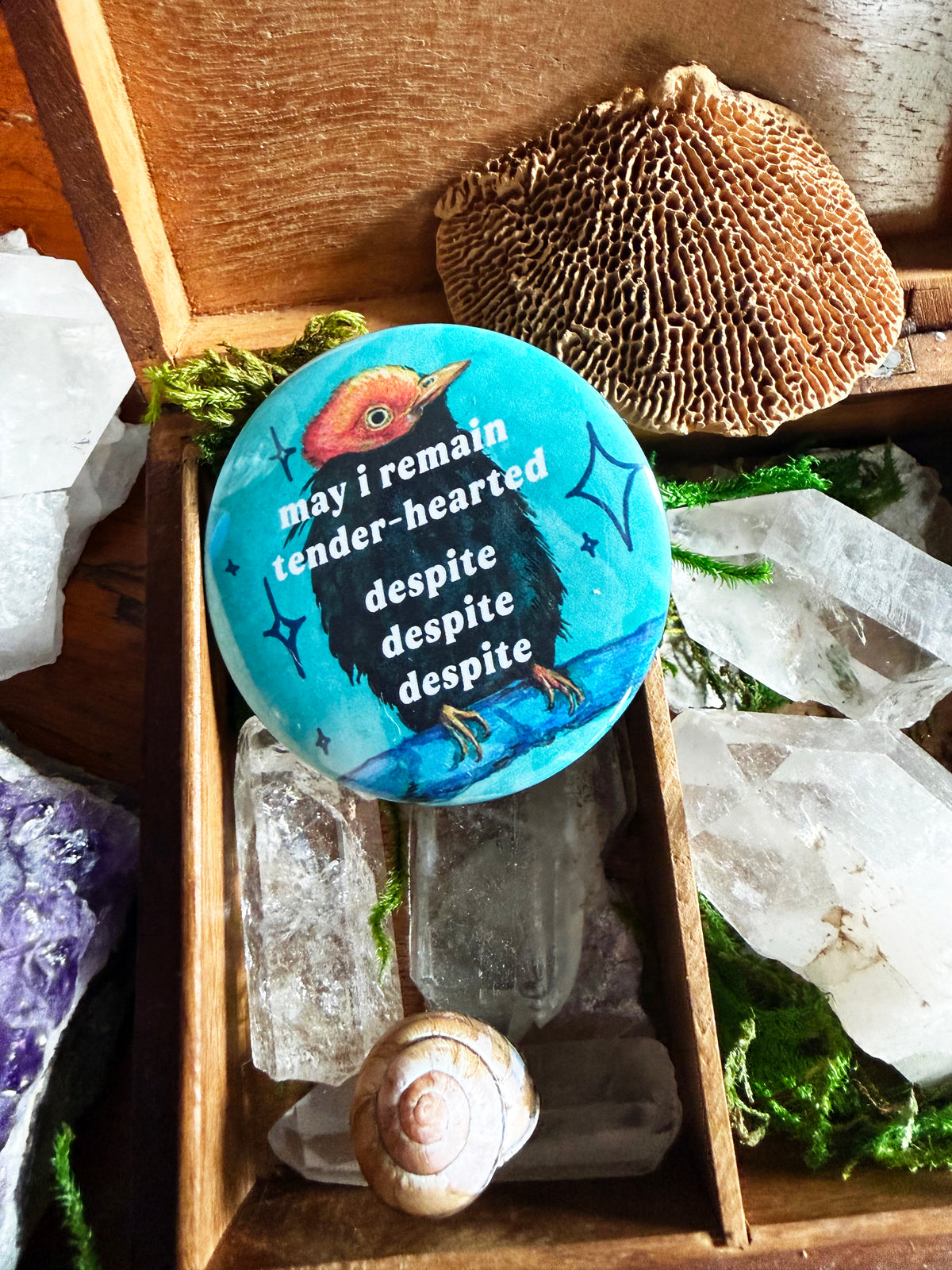 may i remain tender-hearted despite despite despite: Feminist Pinback Button (Copy)