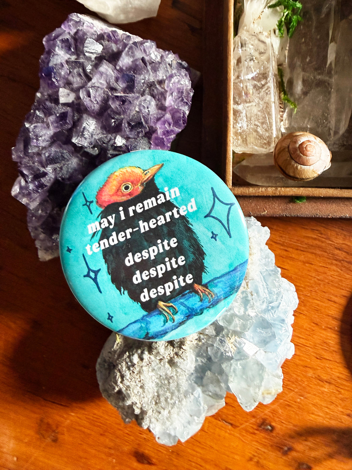 may i remain tender-hearted despite despite despite: Feminist Pinback Button (Copy)