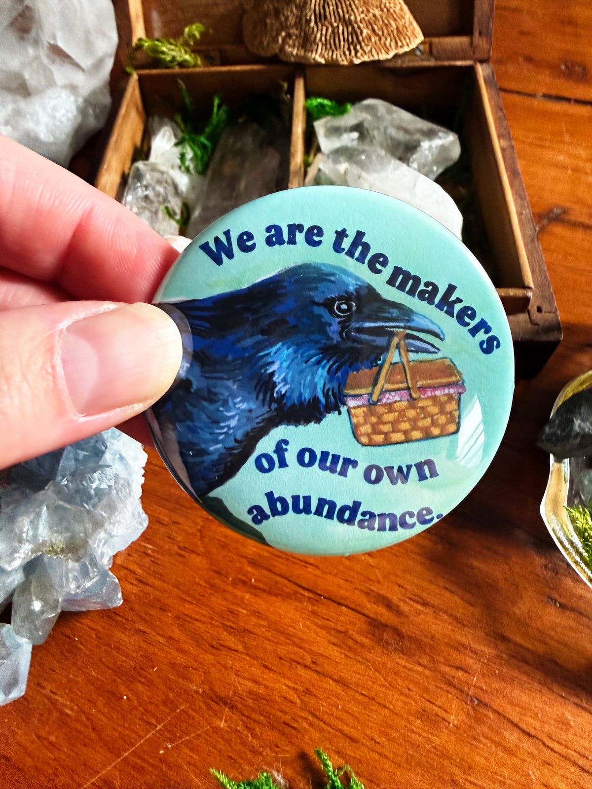 Joy comes from creating, sharing and receiving. We are the makers of our own abundance.: Feminist Pinback Button