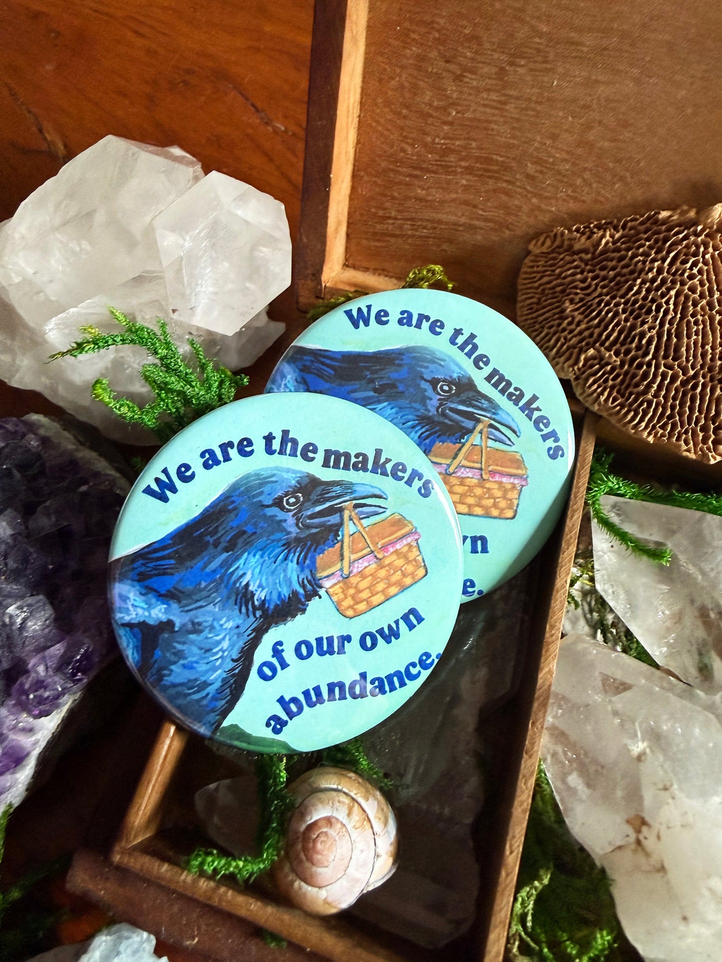 Joy comes from creating, sharing and receiving. We are the makers of our own abundance.: Feminist Pinback Button