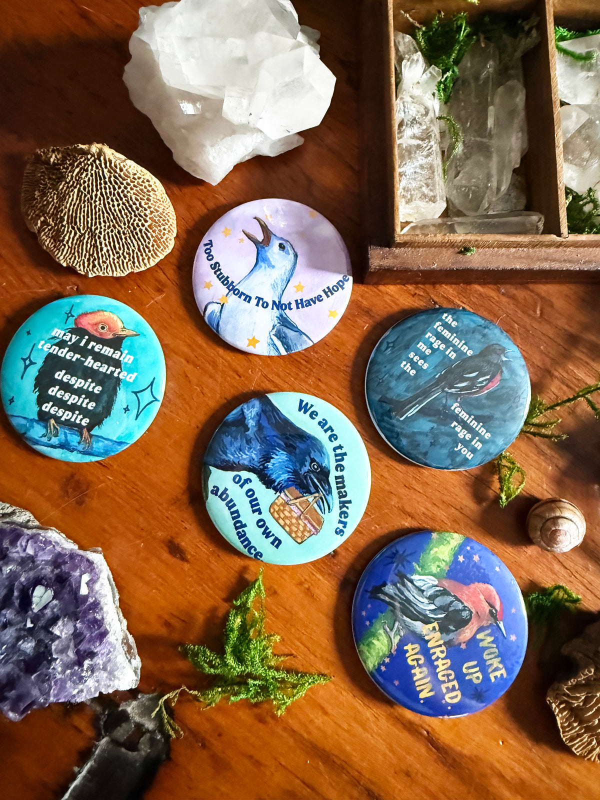 Joy comes from creating, sharing and receiving. We are the makers of our own abundance.: Feminist Pinback Button