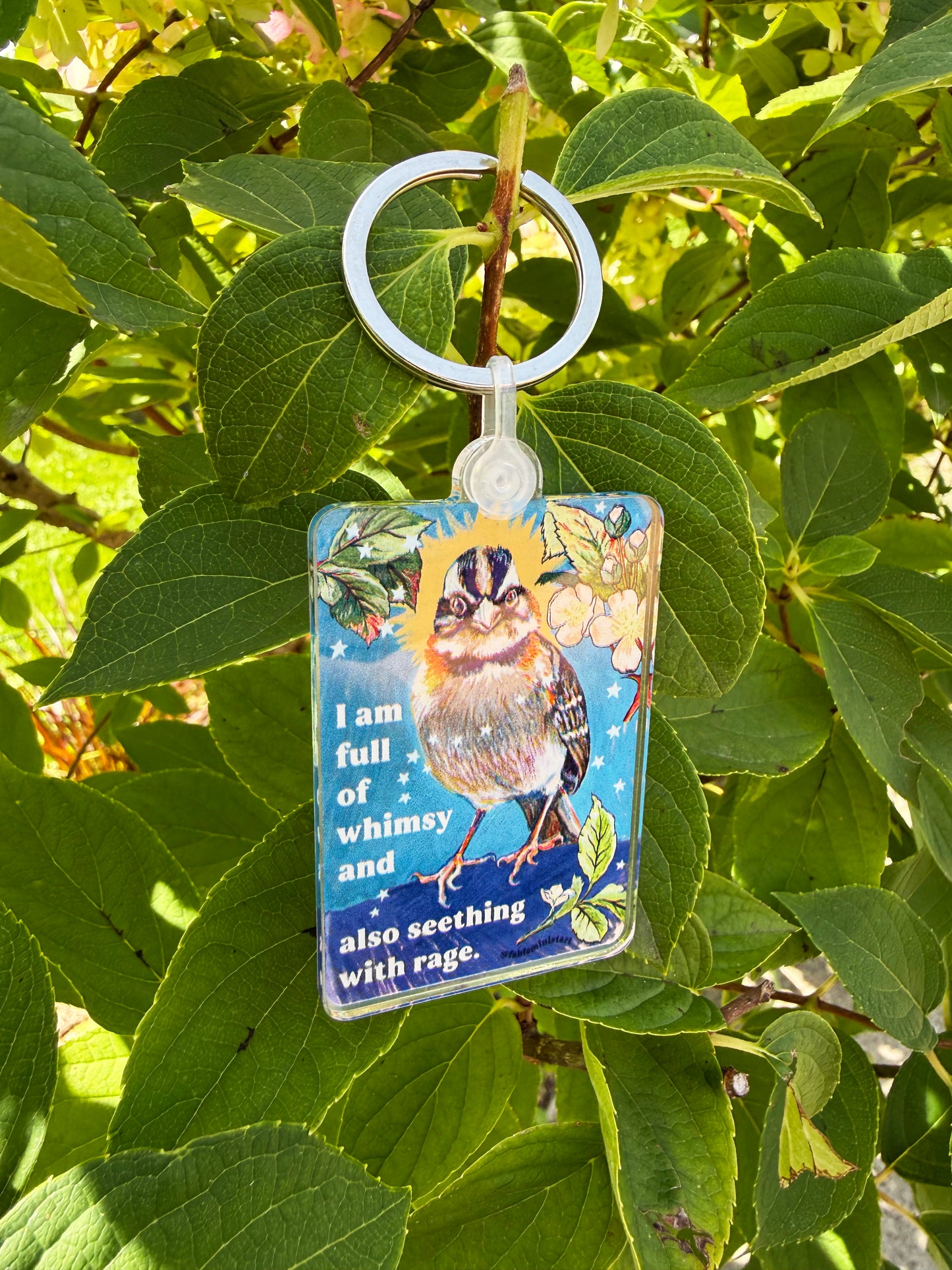 I am full of whimsy and also seething with rage: feminist keychain