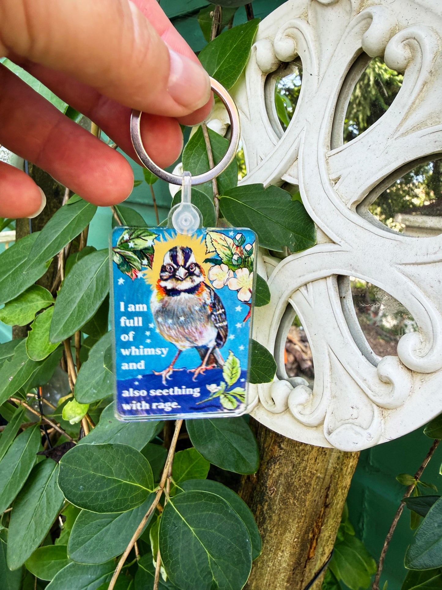 I am full of whimsy and also seething with rage: feminist keychain