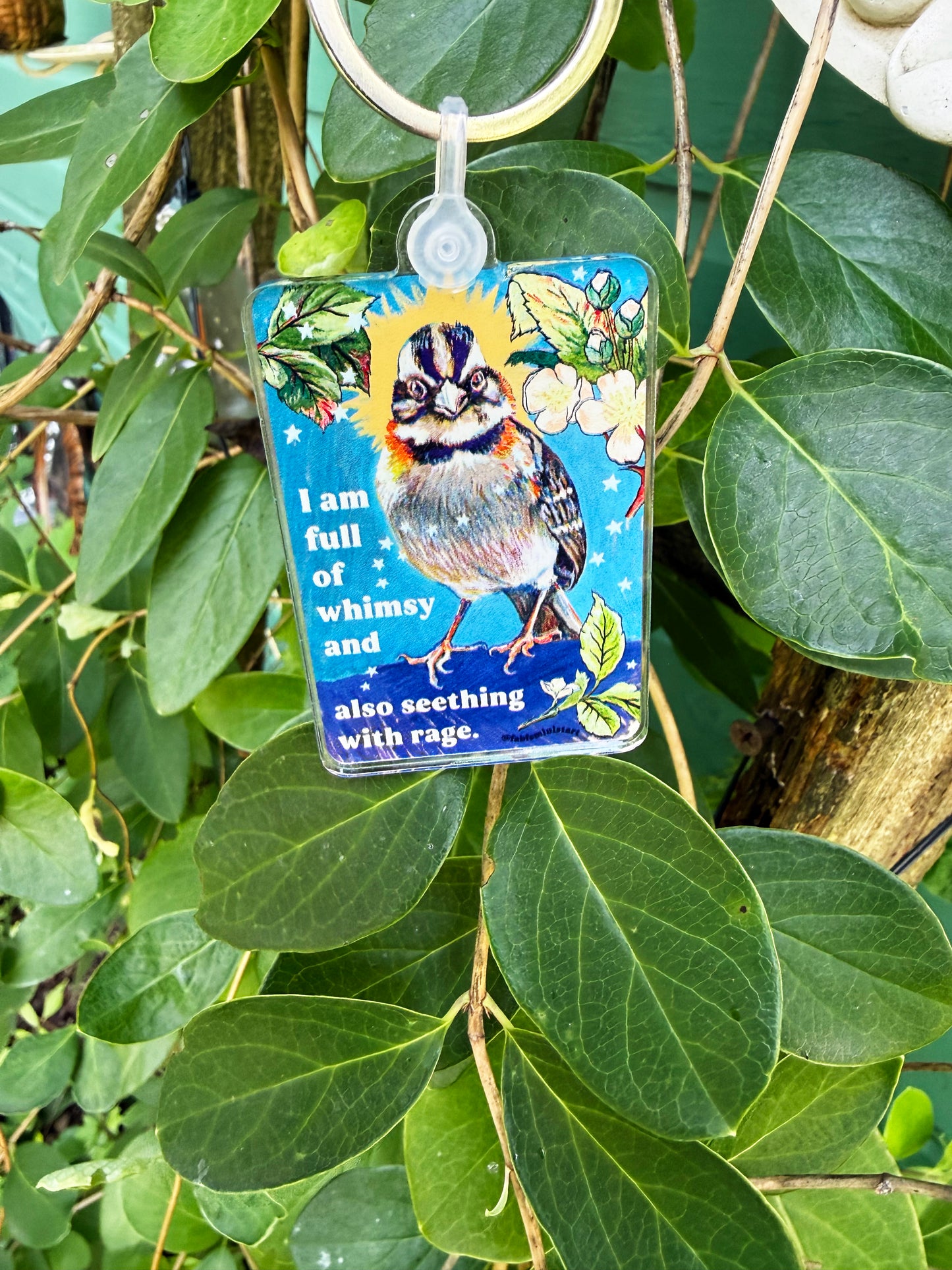 I am full of whimsy and also seething with rage: feminist keychain