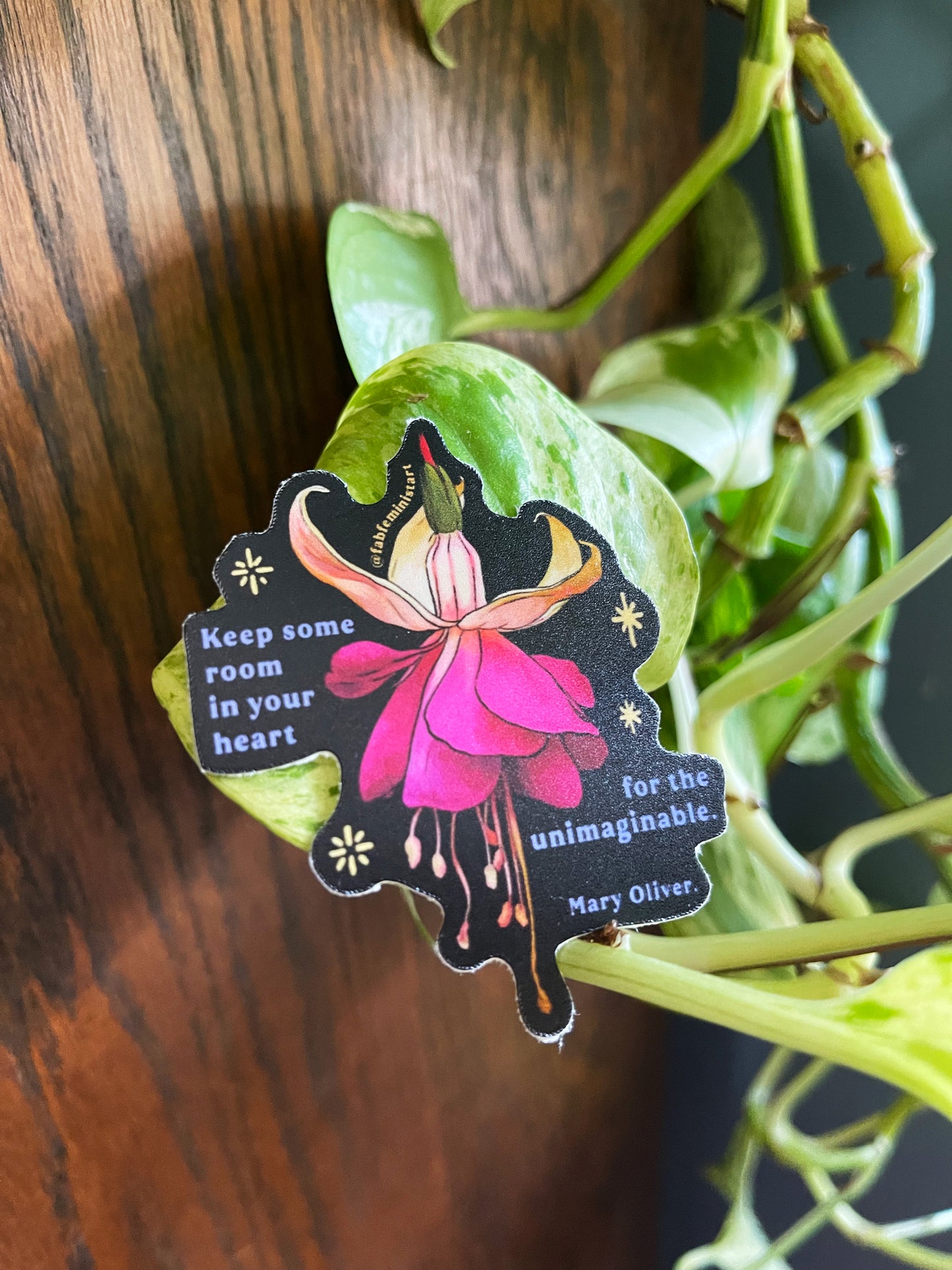 Keep some room in your heart for the unimaginable, Mary Oliver: Feminist Sticker