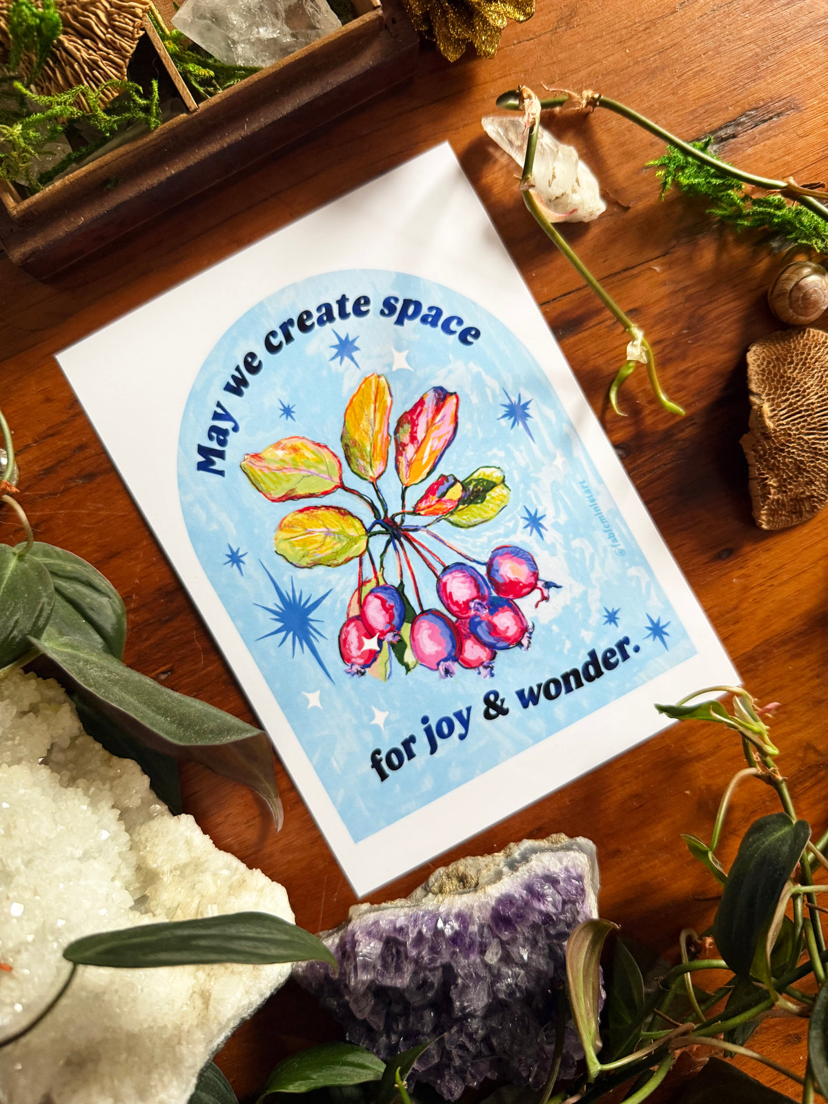 May we create space for joy and wonder: feminist art print