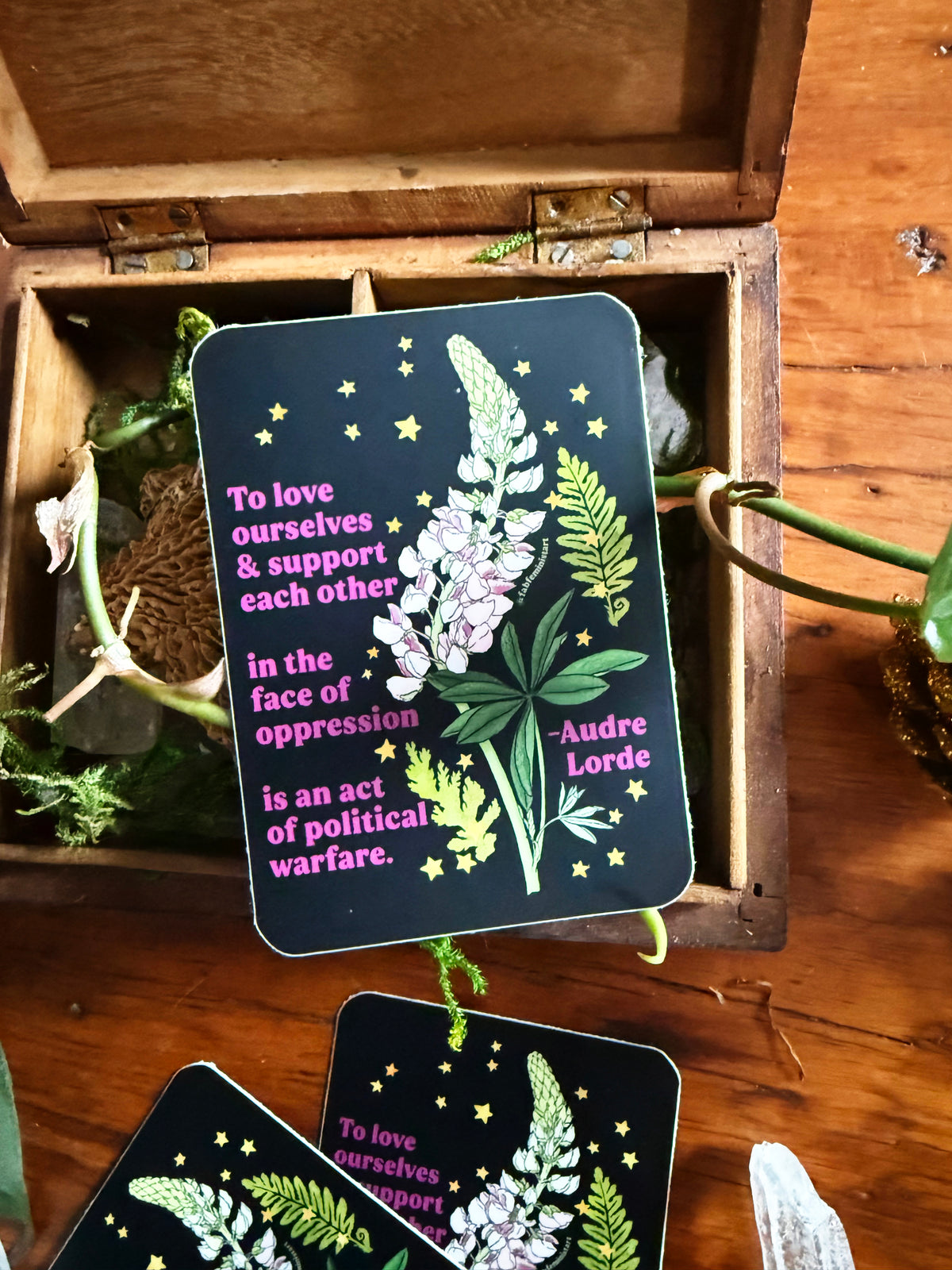 To love ourselves and support each other in the face of oppression, Audre Lorde: Feminist Sticker