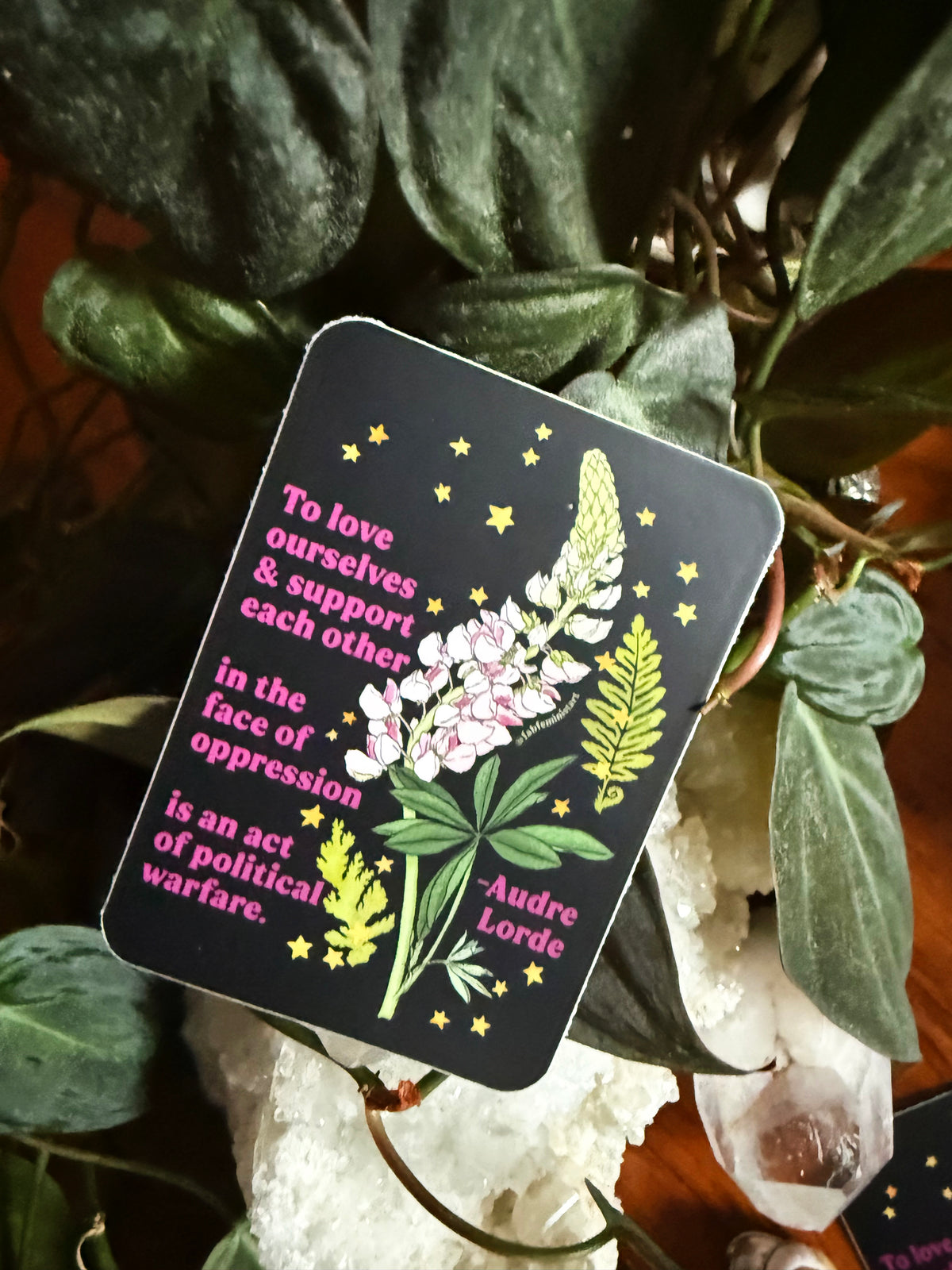 To love ourselves and support each other in the face of oppression, Audre Lorde: Feminist Sticker