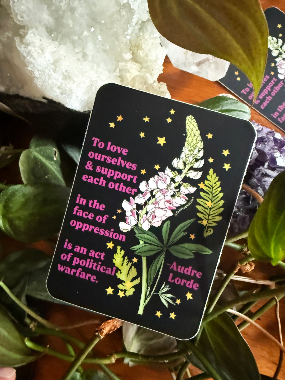 To love ourselves and support each other in the face of oppression, Audre Lorde: Feminist Sticker