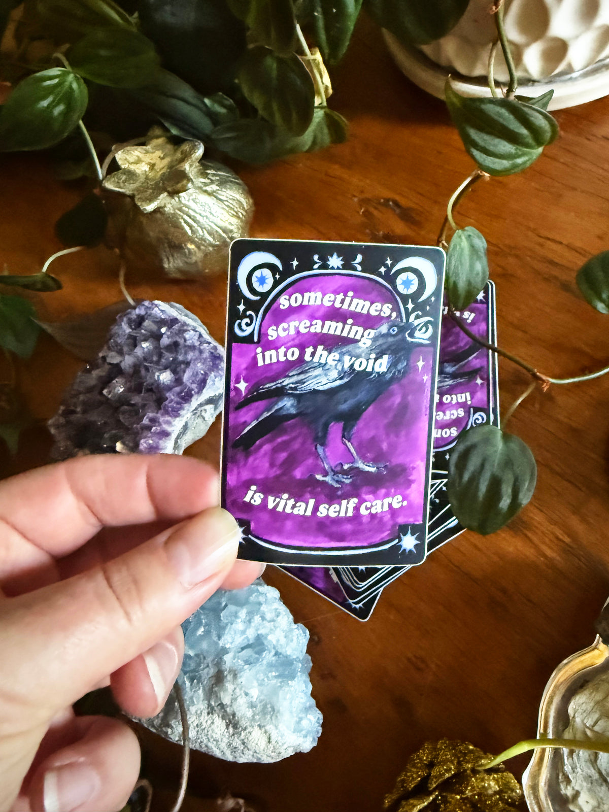 Sometimes Screaming Into The Void Is Vital Self Care: Raven Sticker
