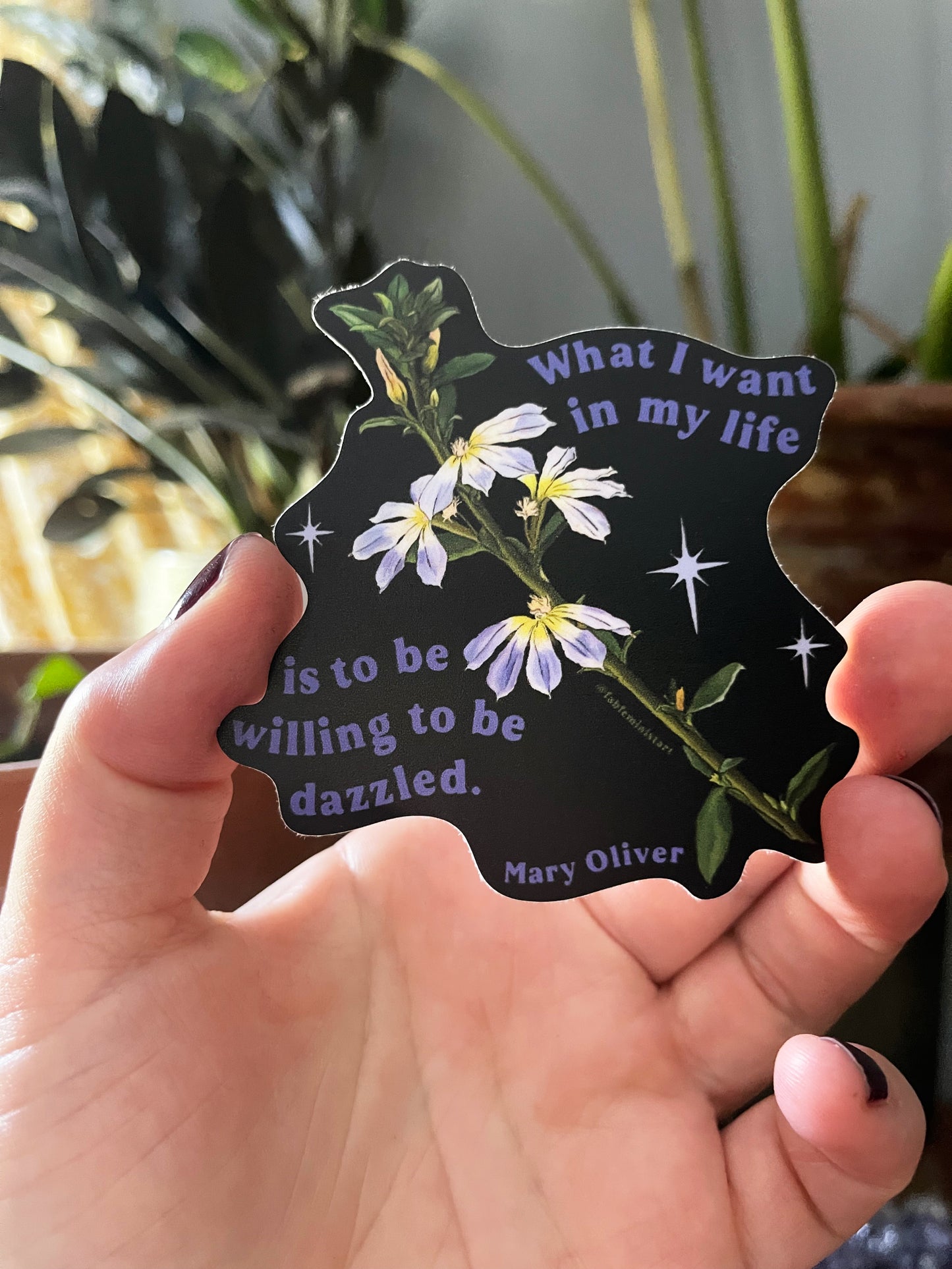 What I Want In My Life Is To Be Willing To Be Dazzled, Mary Oliver: Feminist Sticker