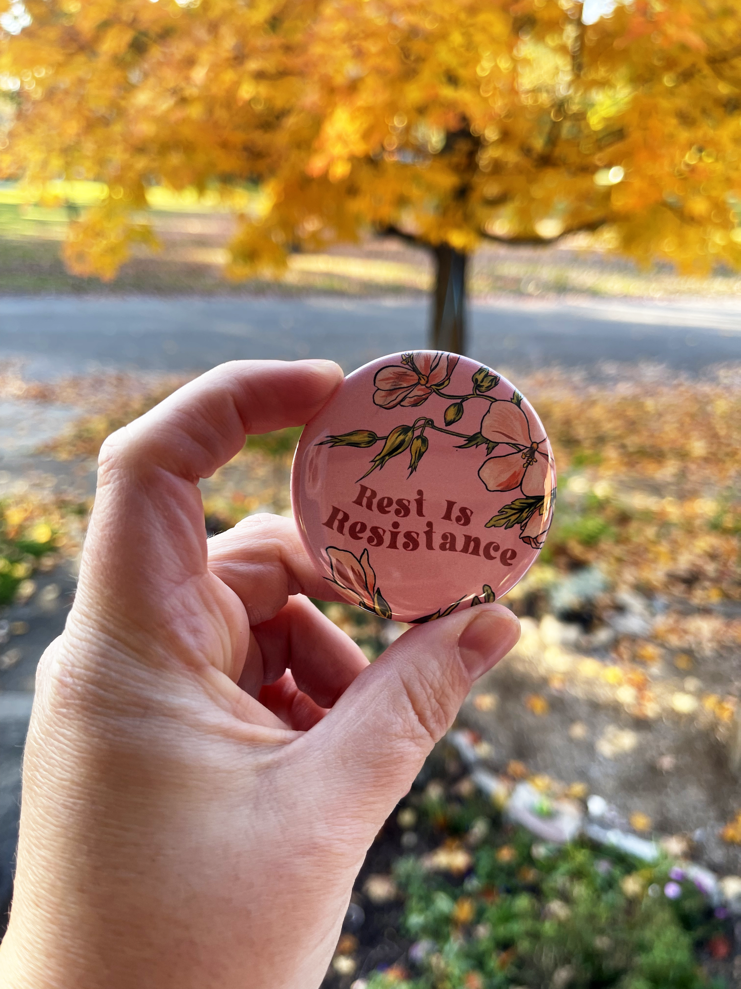 Rest Is Resistance: Mental Health Pinback Button