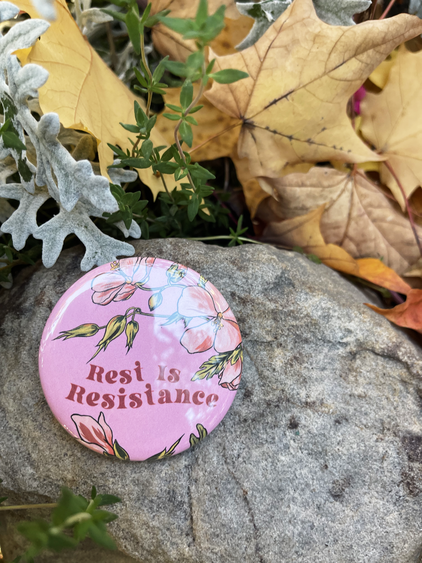 Rest Is Resistance: Mental Health Pinback Button