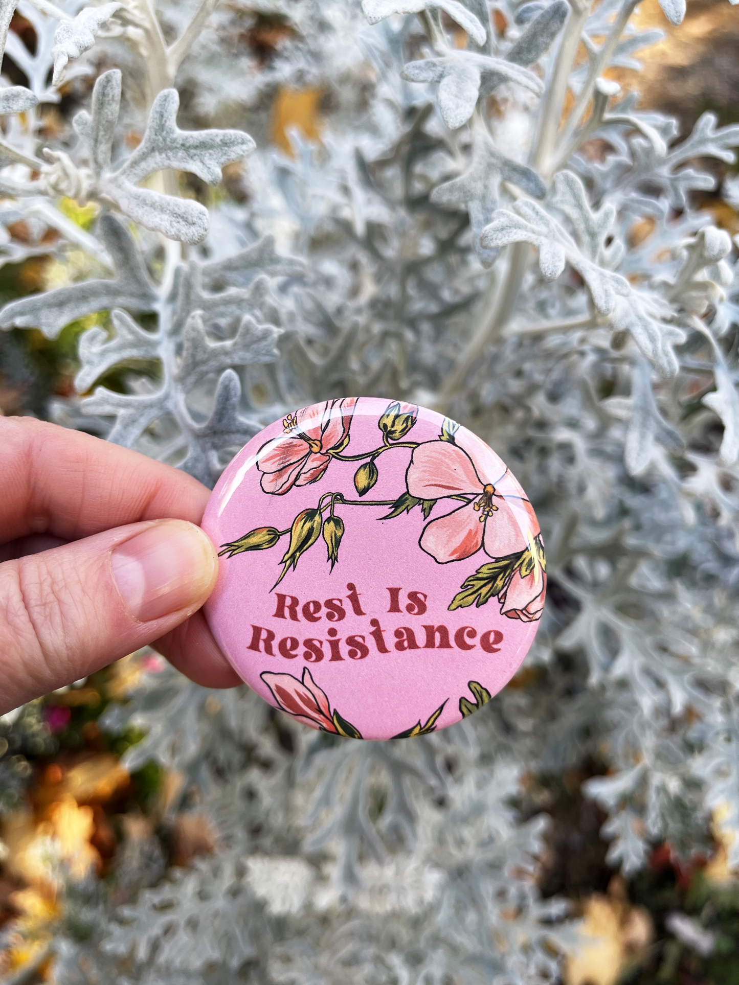 Rest Is Resistance: Mental Health Pinback Button