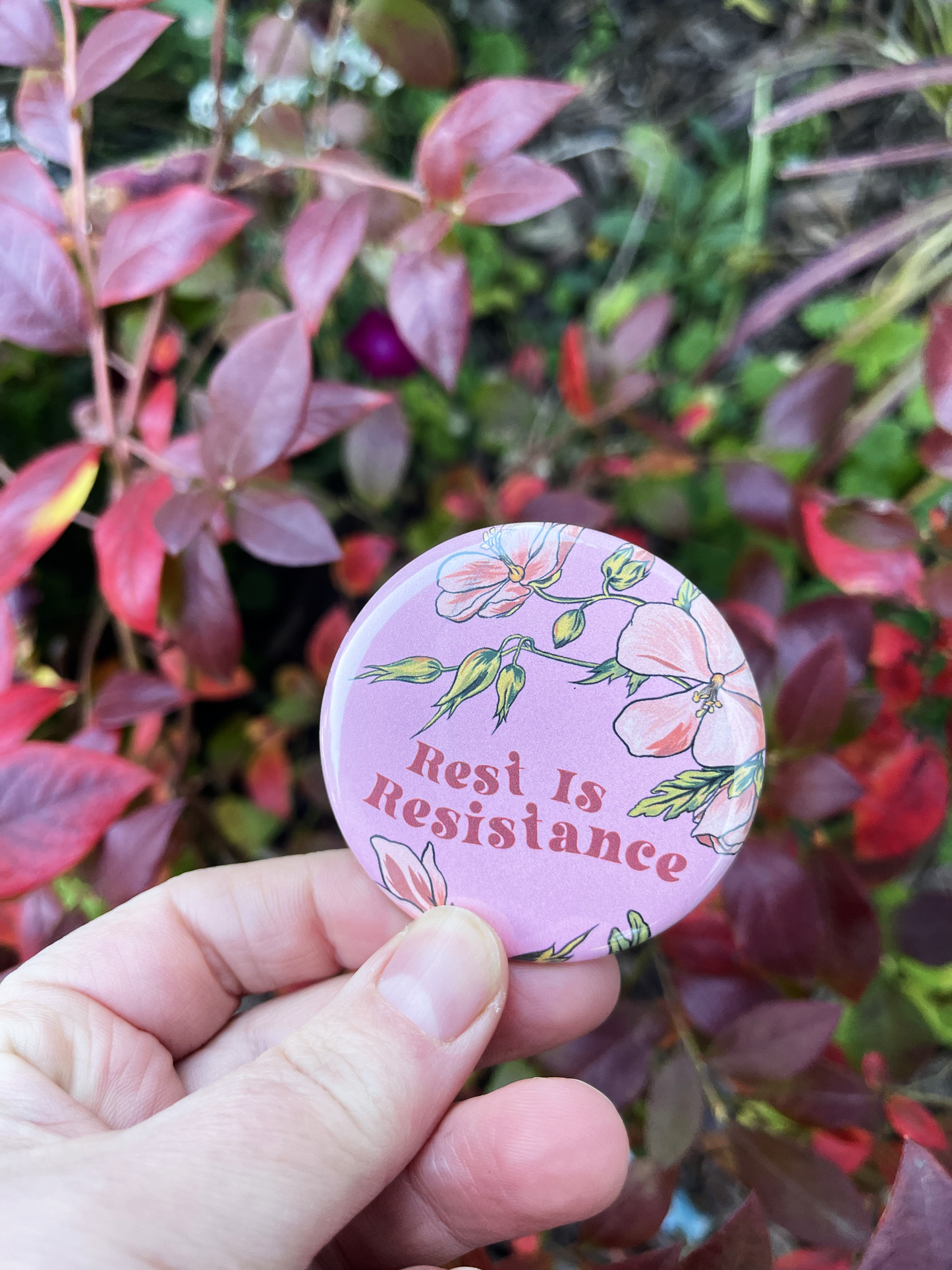 Rest Is Resistance: Mental Health Pinback Button