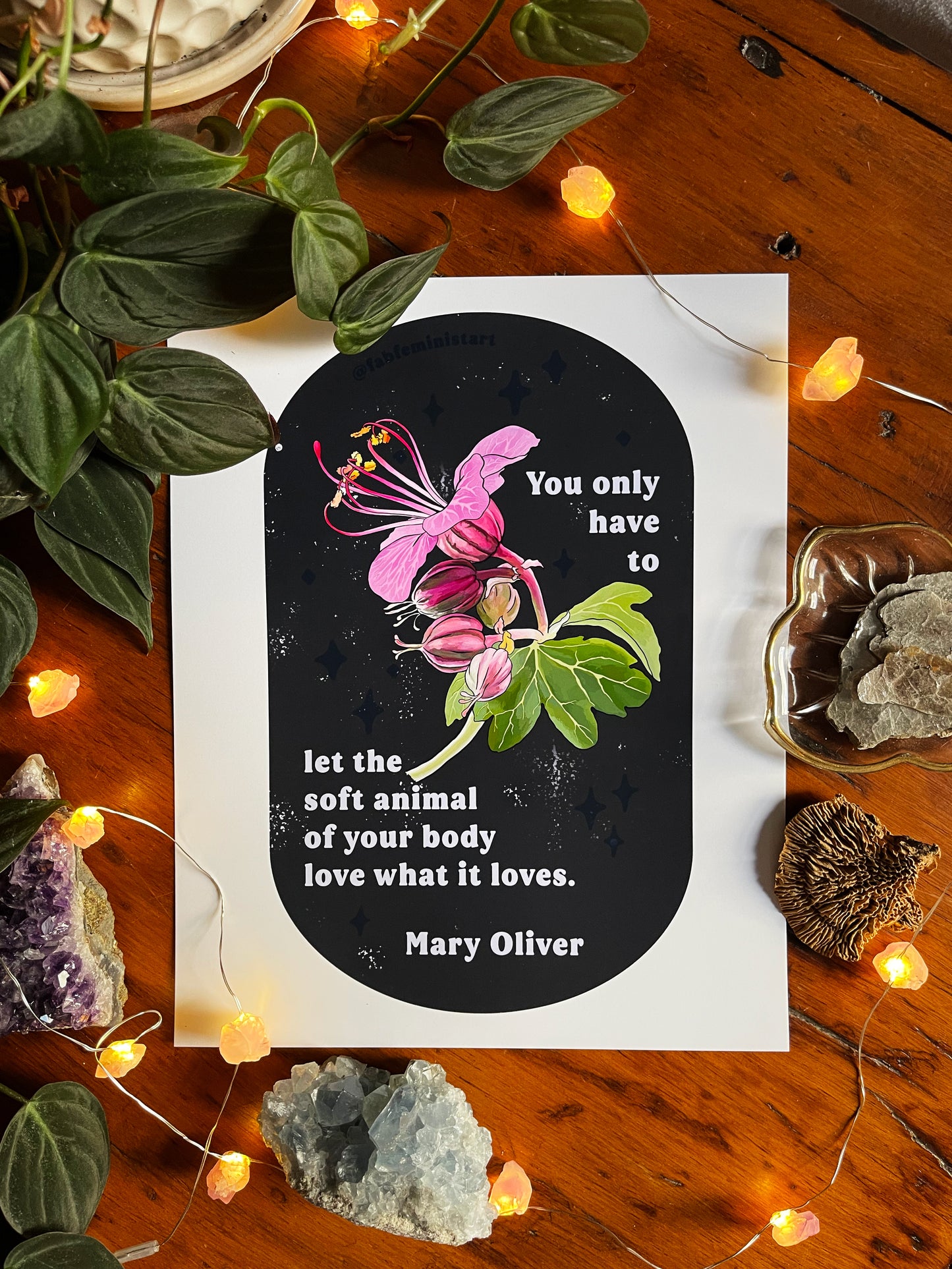 You only have to let the soft animal of your body love what it loves, Mary Oliver: Feminist Art Print