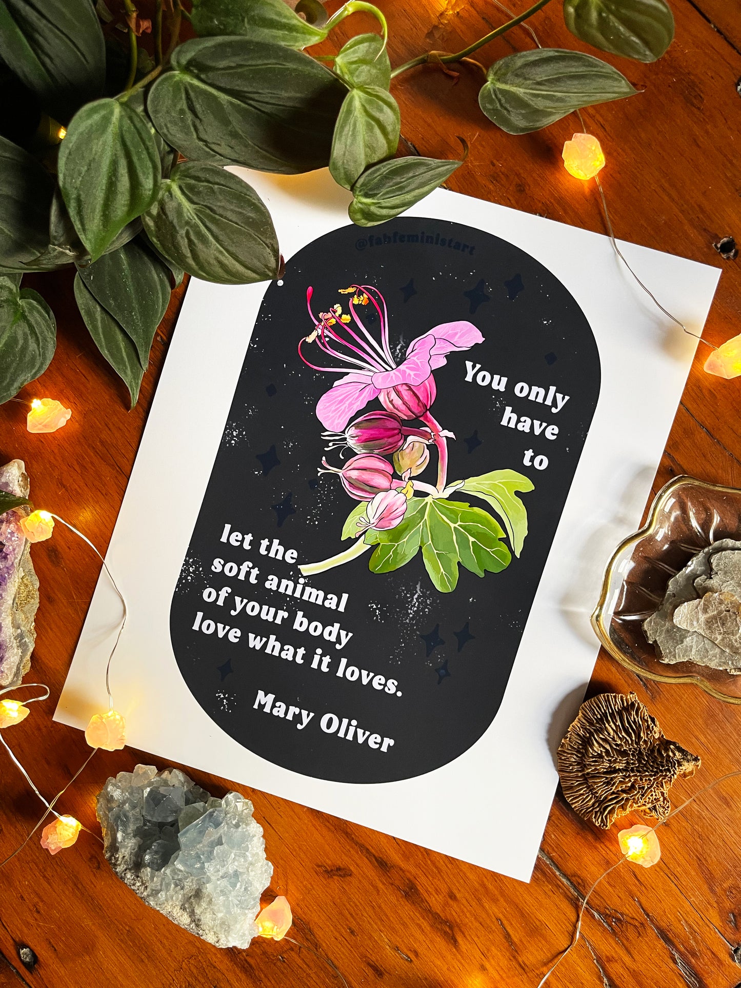 You only have to let the soft animal of your body love what it loves, Mary Oliver: Feminist Art Print